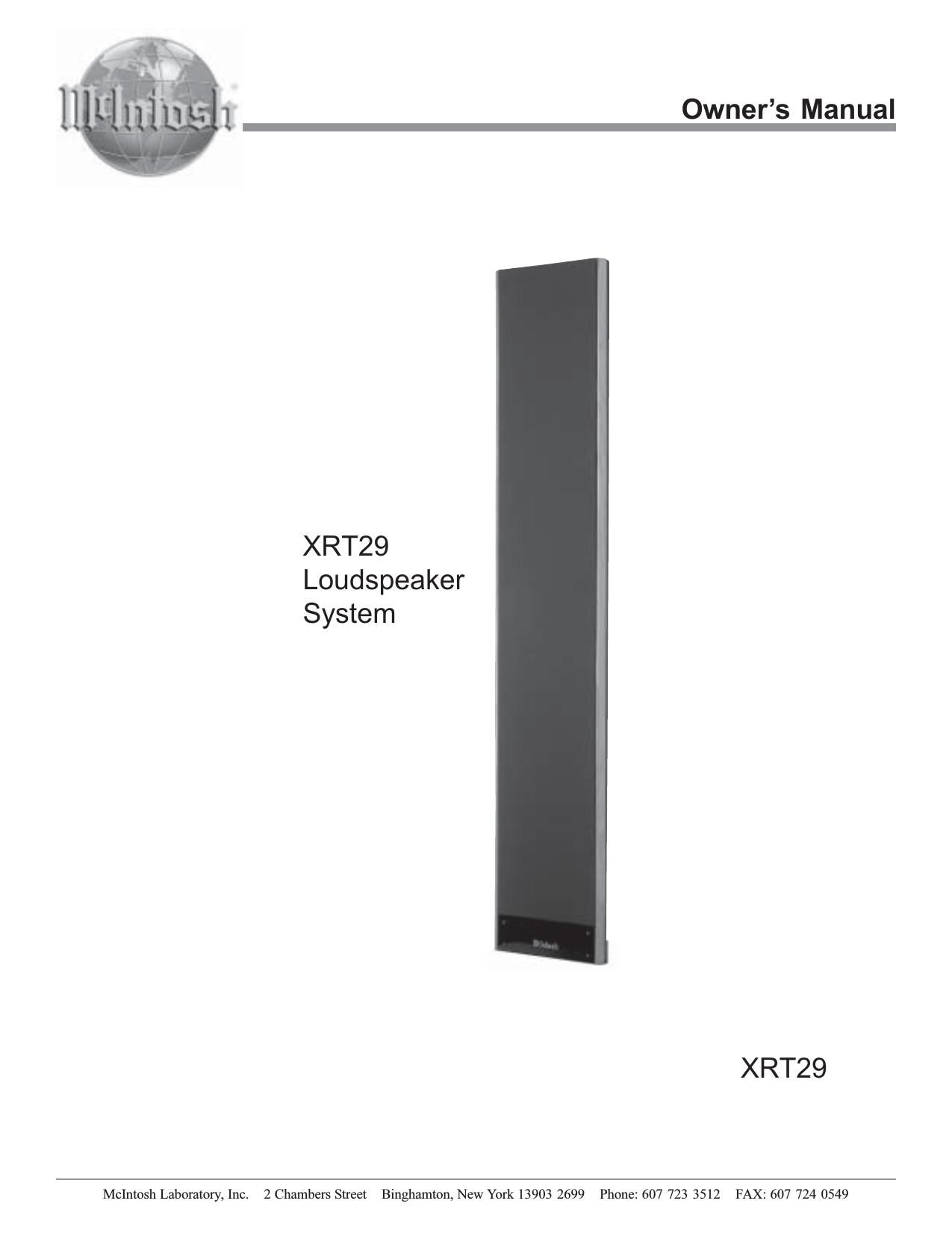 McIntosh RT 29 Owners Manual