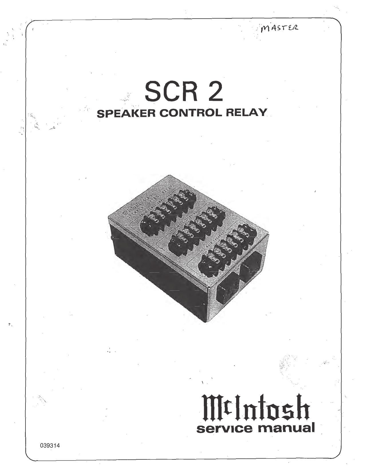 McIntosh SCR 2 Service Manual