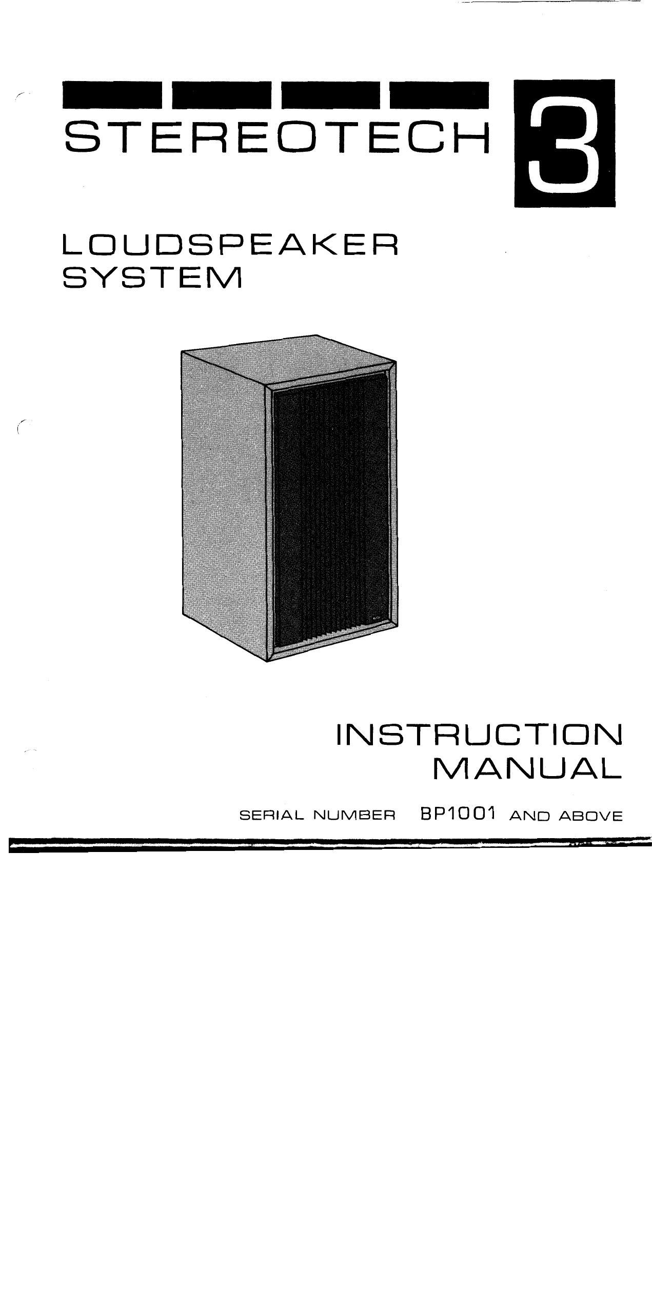 McIntosh Stereotech 3 Service Manual