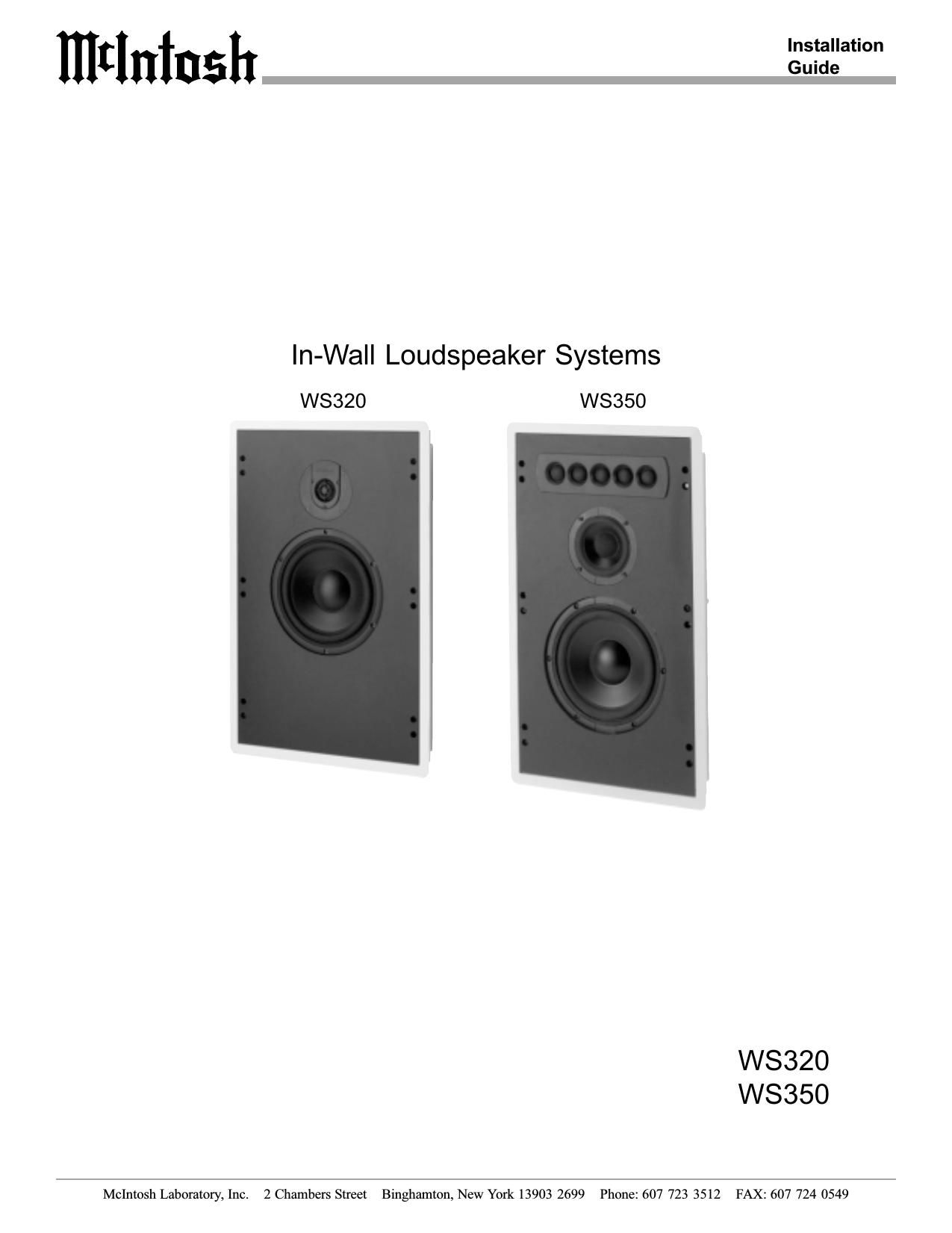 McIntosh WS 320 WS 350 Owners Manual