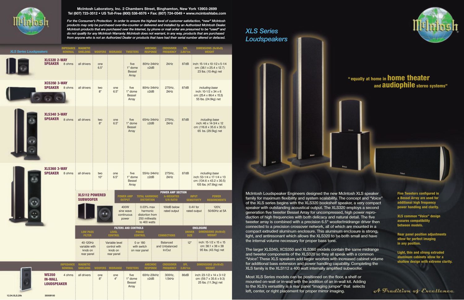 McIntosh XLS Series Loudspeakers Brochure