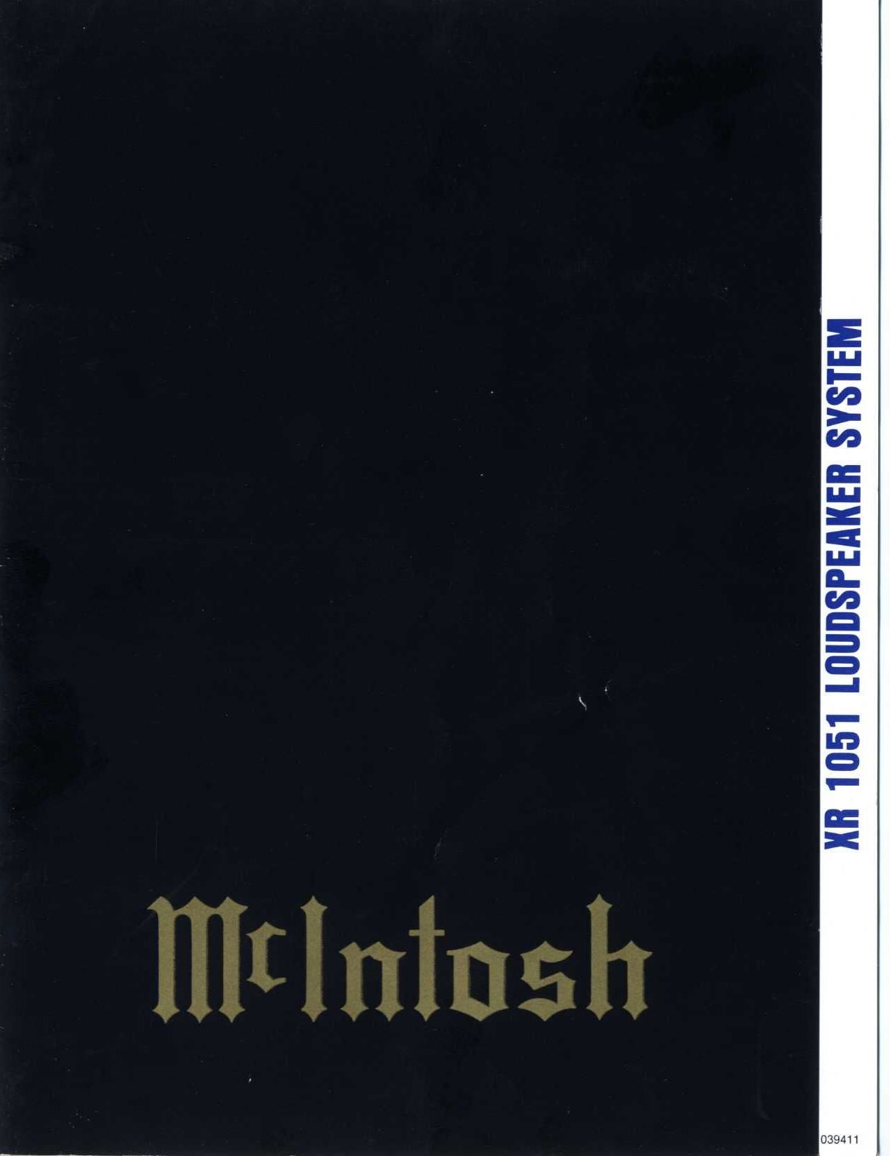 McIntosh XR 1051 Owners Manual