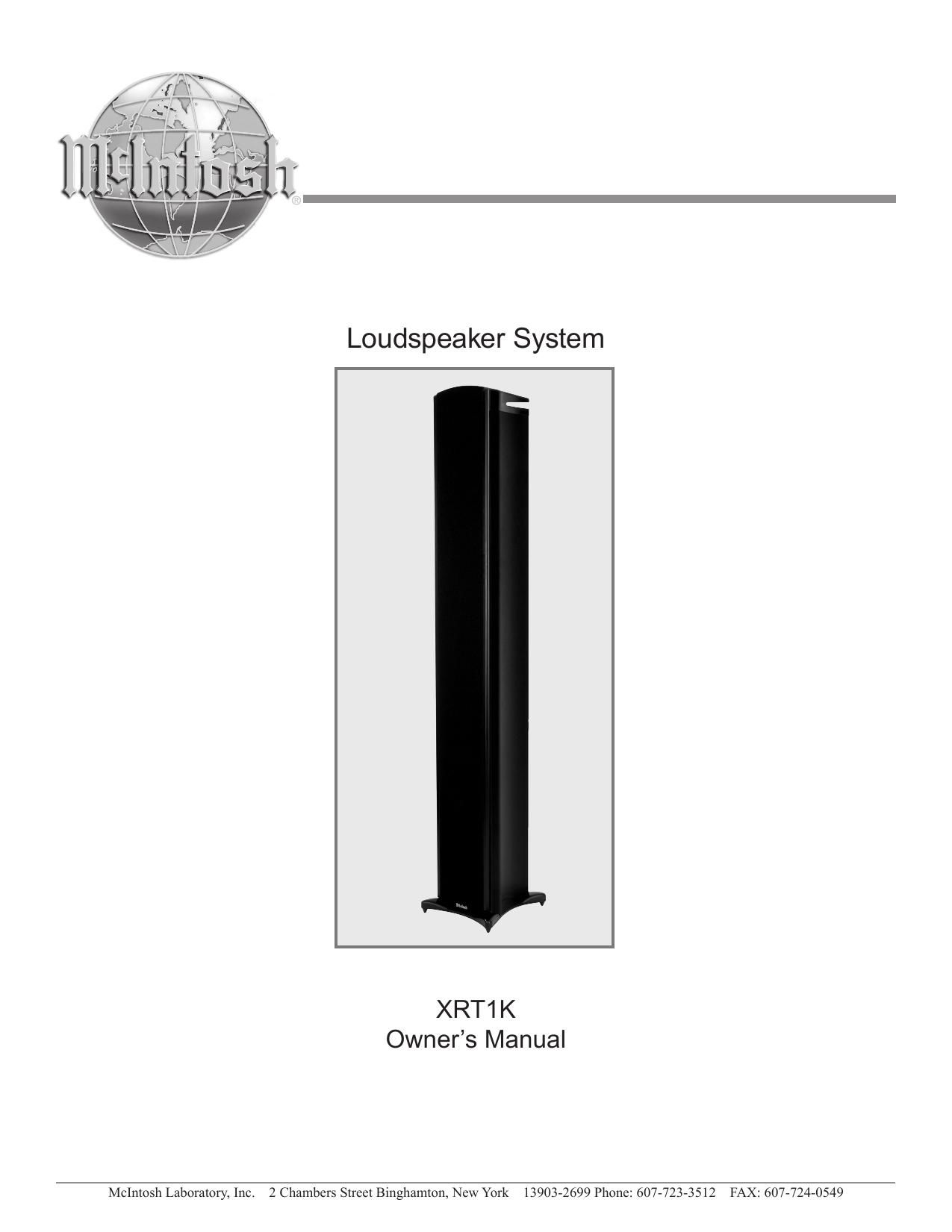 McIntosh XRT 1K Owners Manual