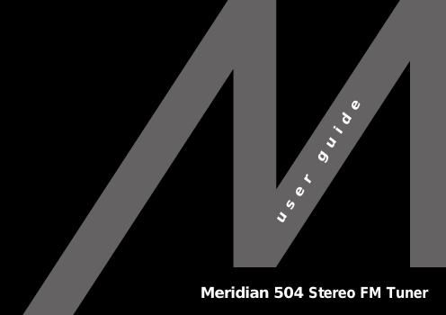 meridian audio 504 owners manual
