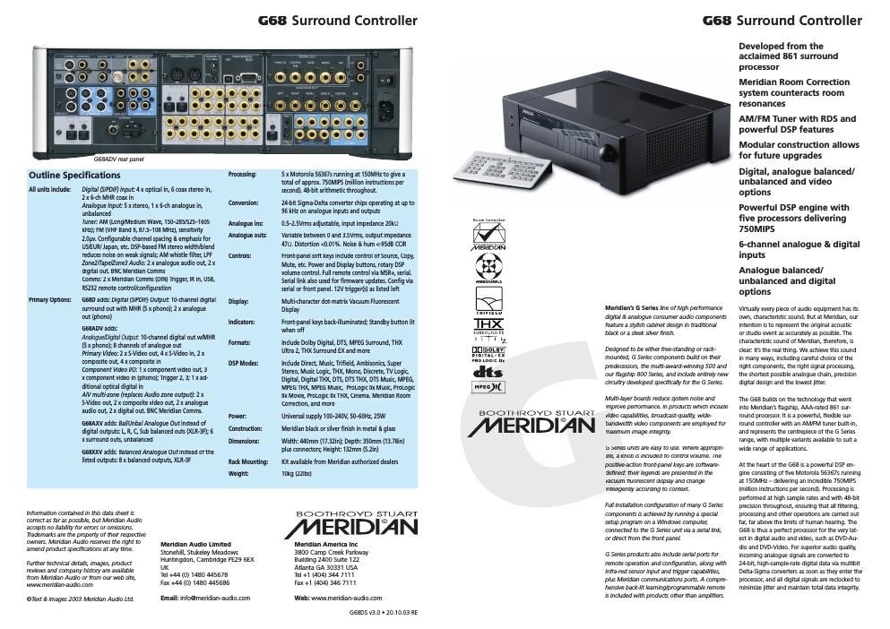 meridian audio g 68 brochure