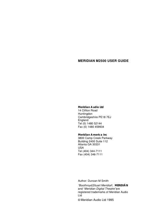 meridian audio m 2500 owners manual