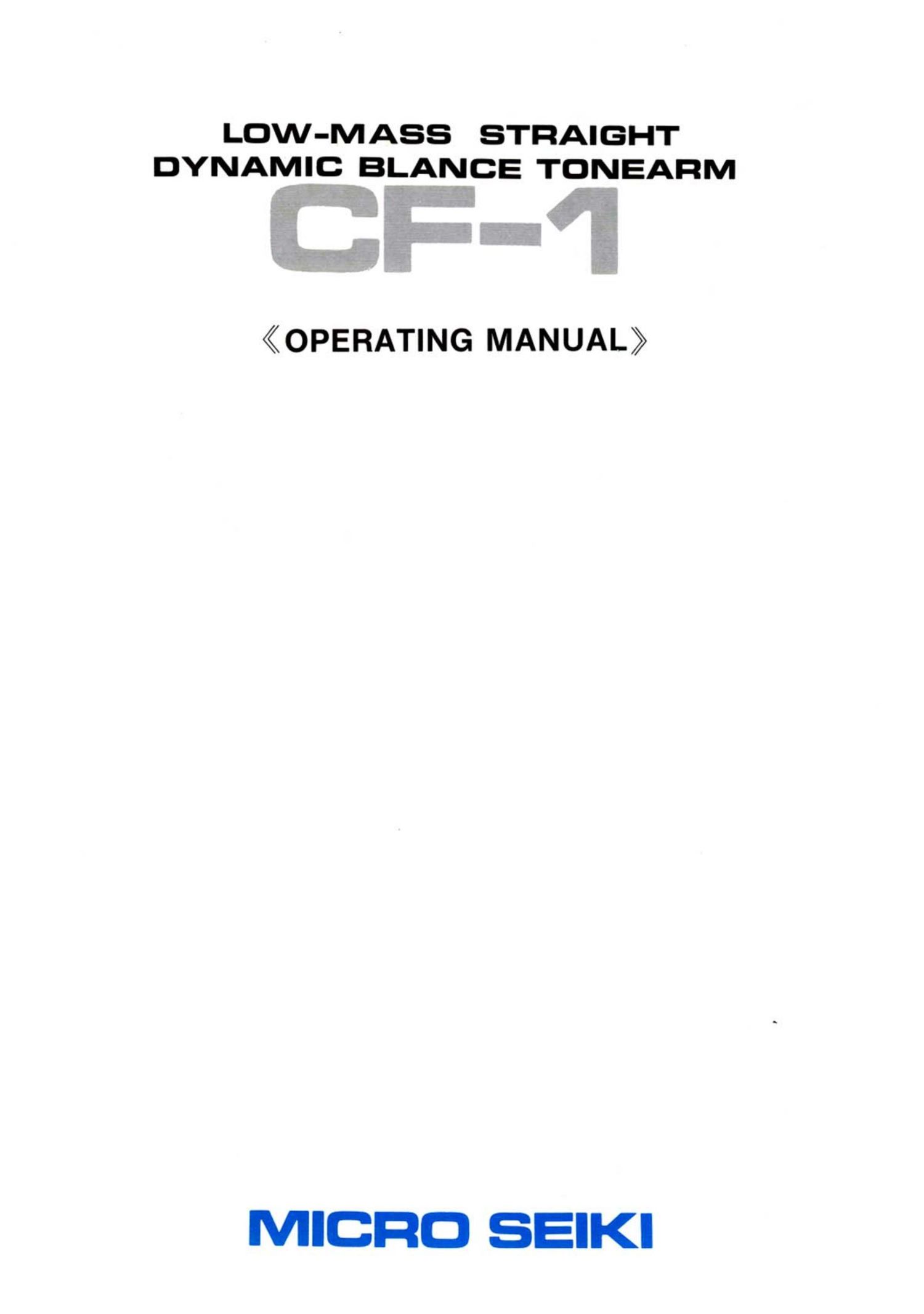 micro seiki cf 1 owners manual