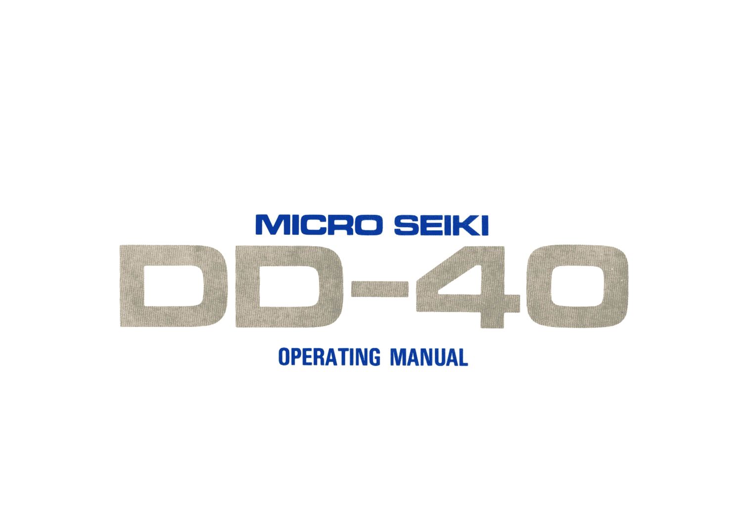 micro seiki dd 40 owners manual