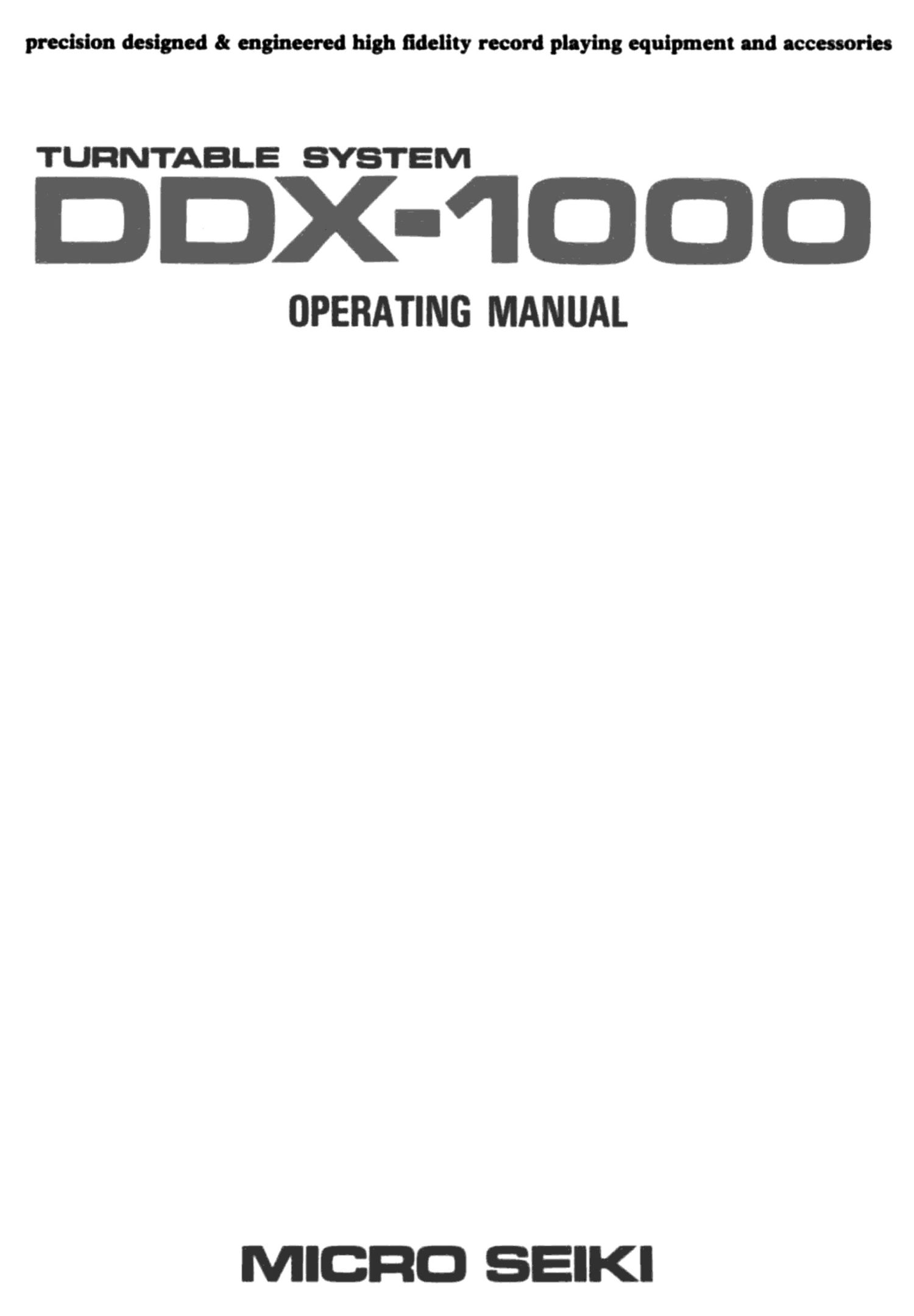 micro seiki ddx 1000 owners manual