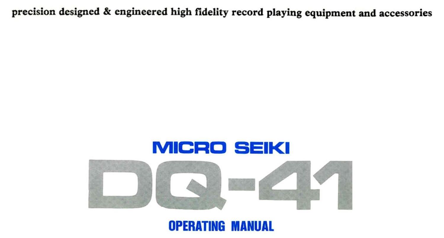 micro seiki dq 41 owners manual