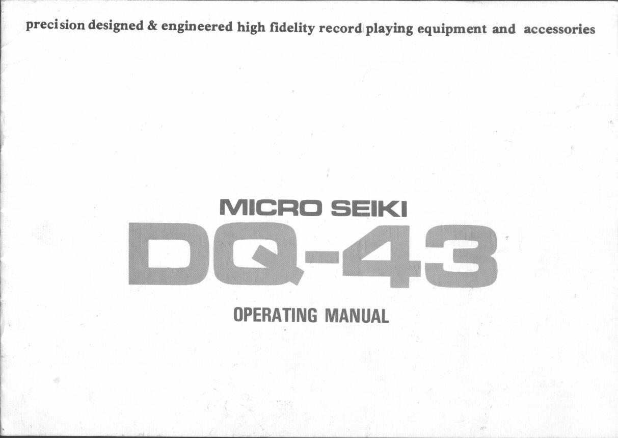 micro seiki dq 43 owners manual