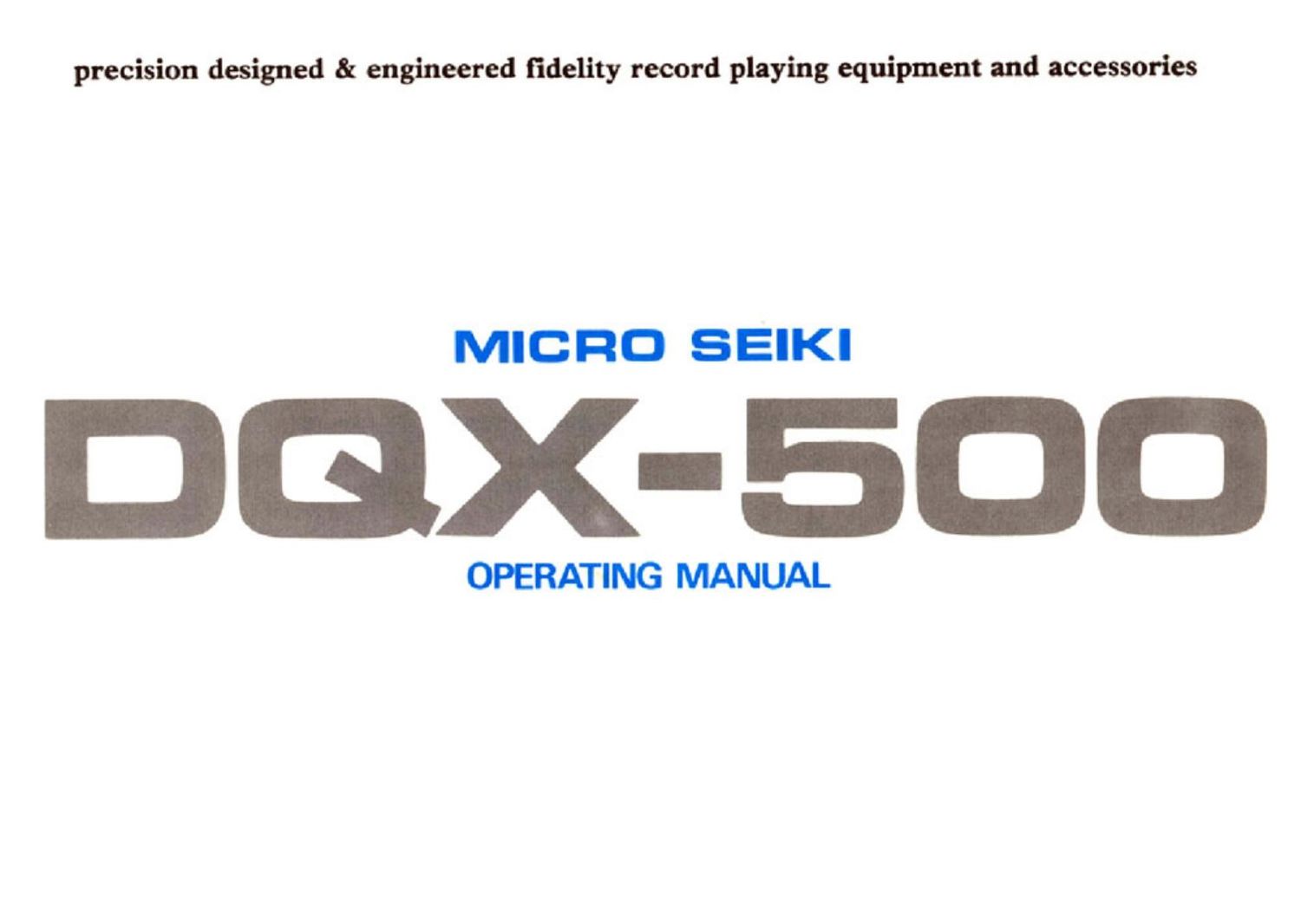 micro seiki dqx 500 owners manual
