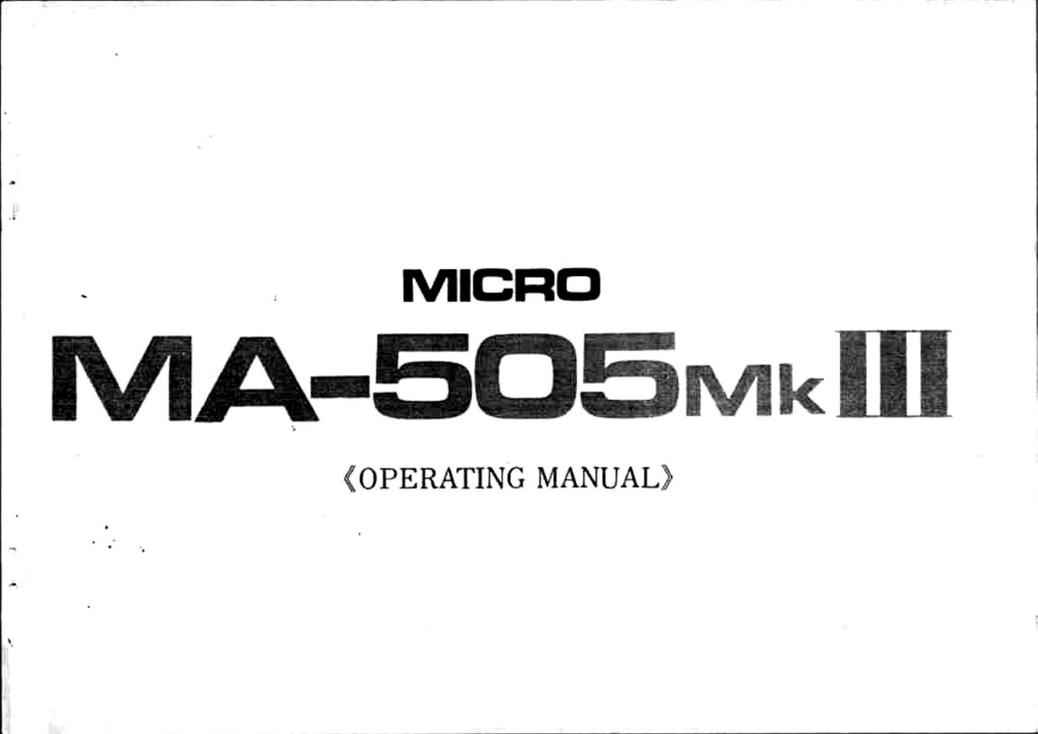 micro seiki ma 505 mk3 owners manual
