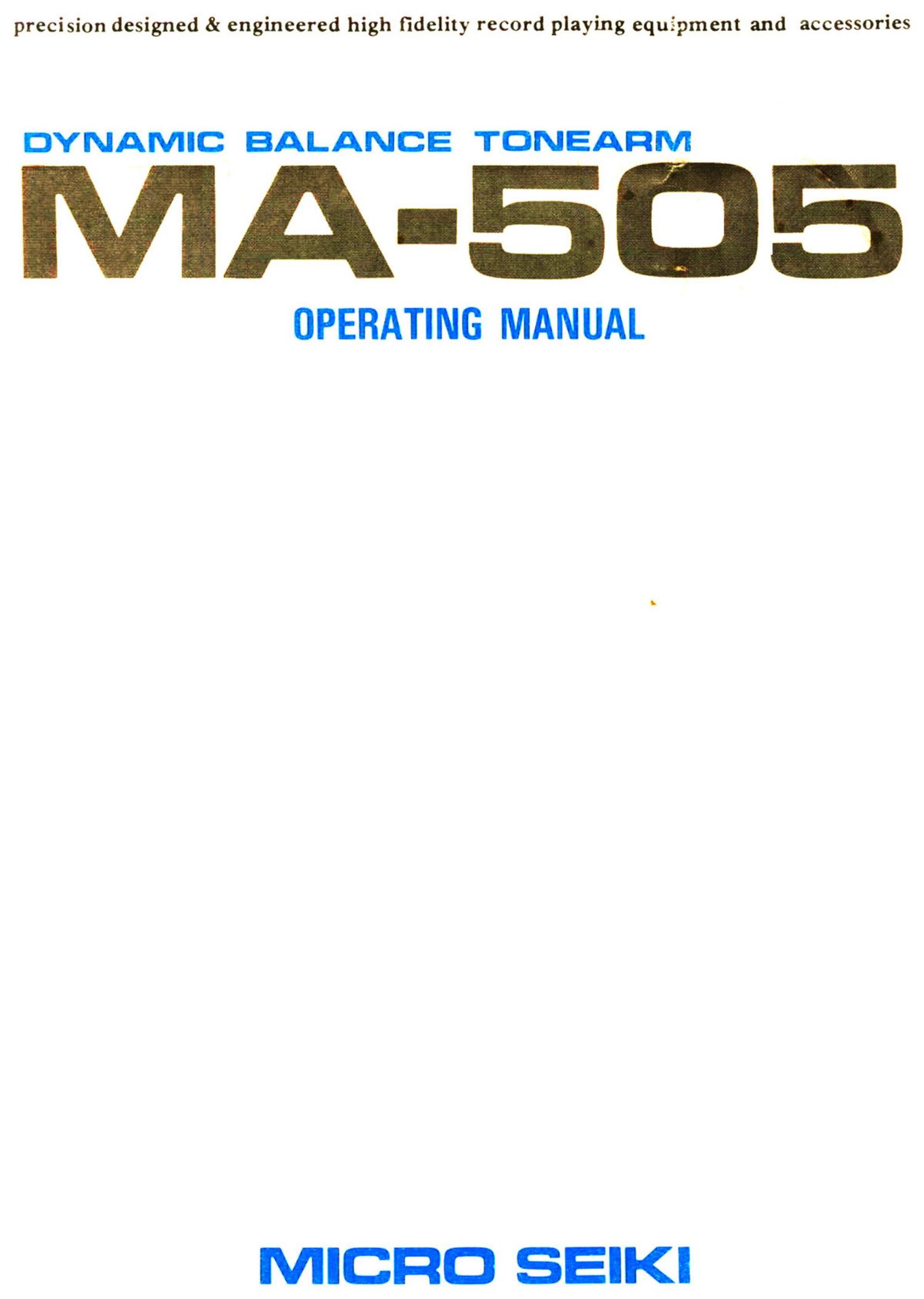 micro seiki ma 505 owners manual