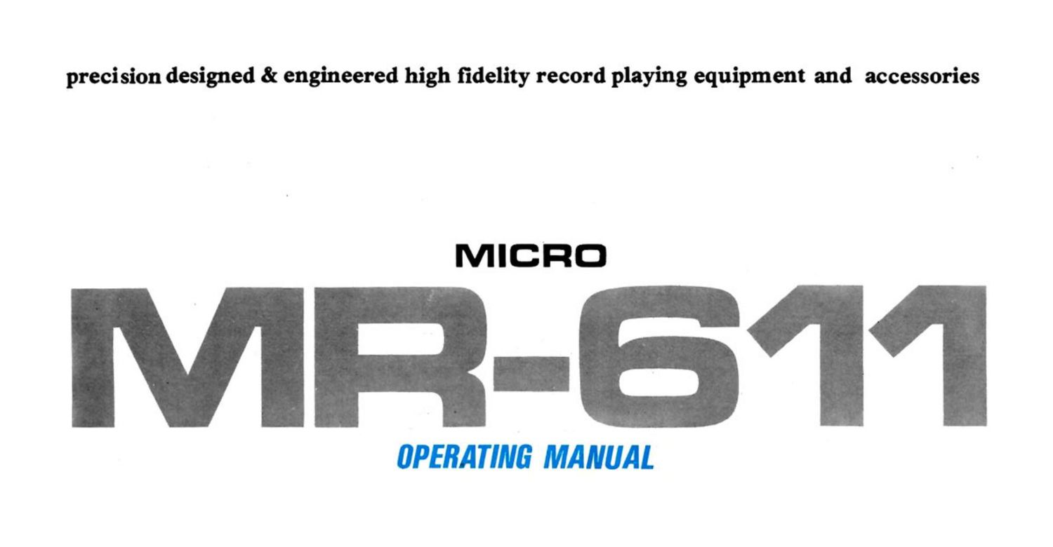 micro seiki mr 611 owners manual