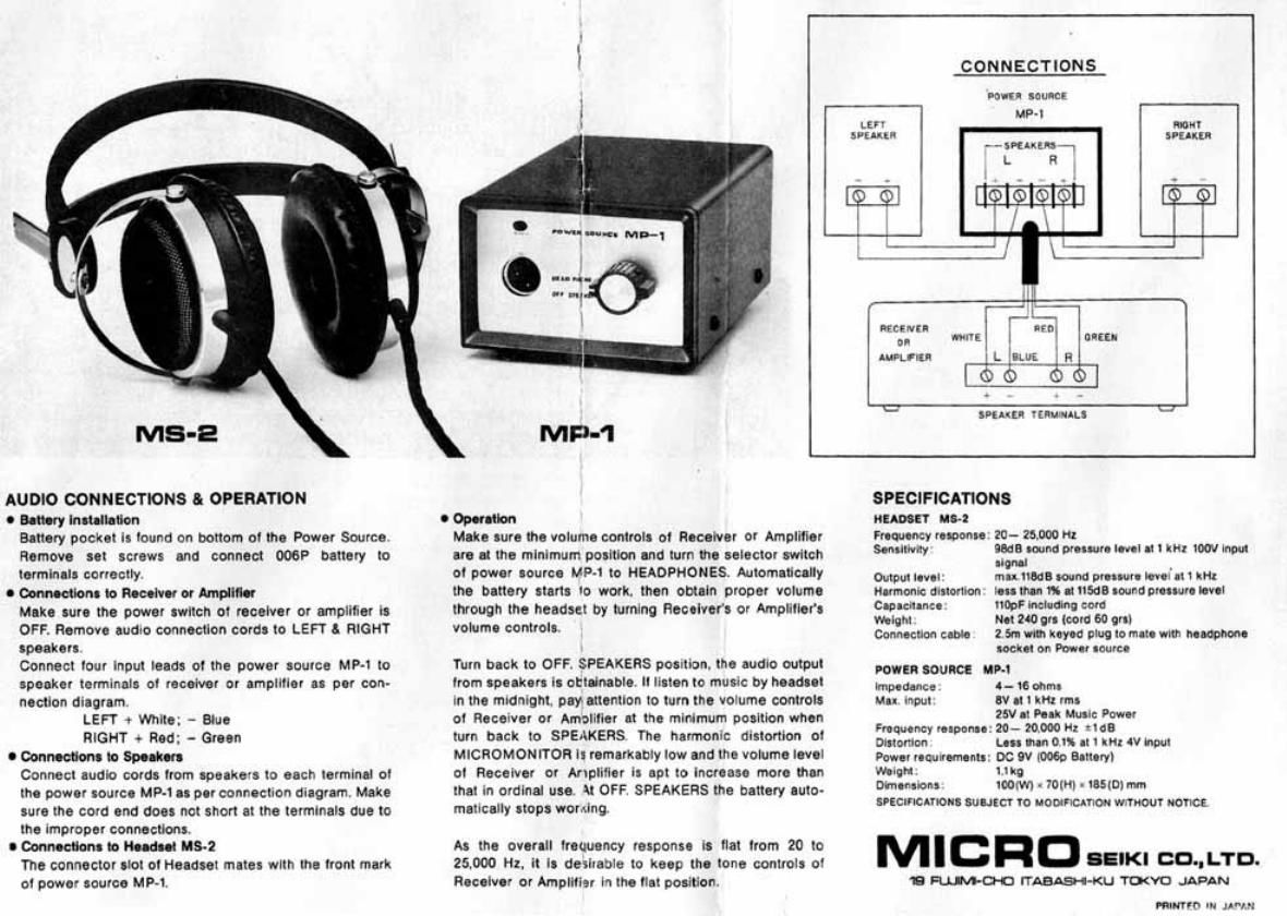 micro seiki ms 2 owners manual
