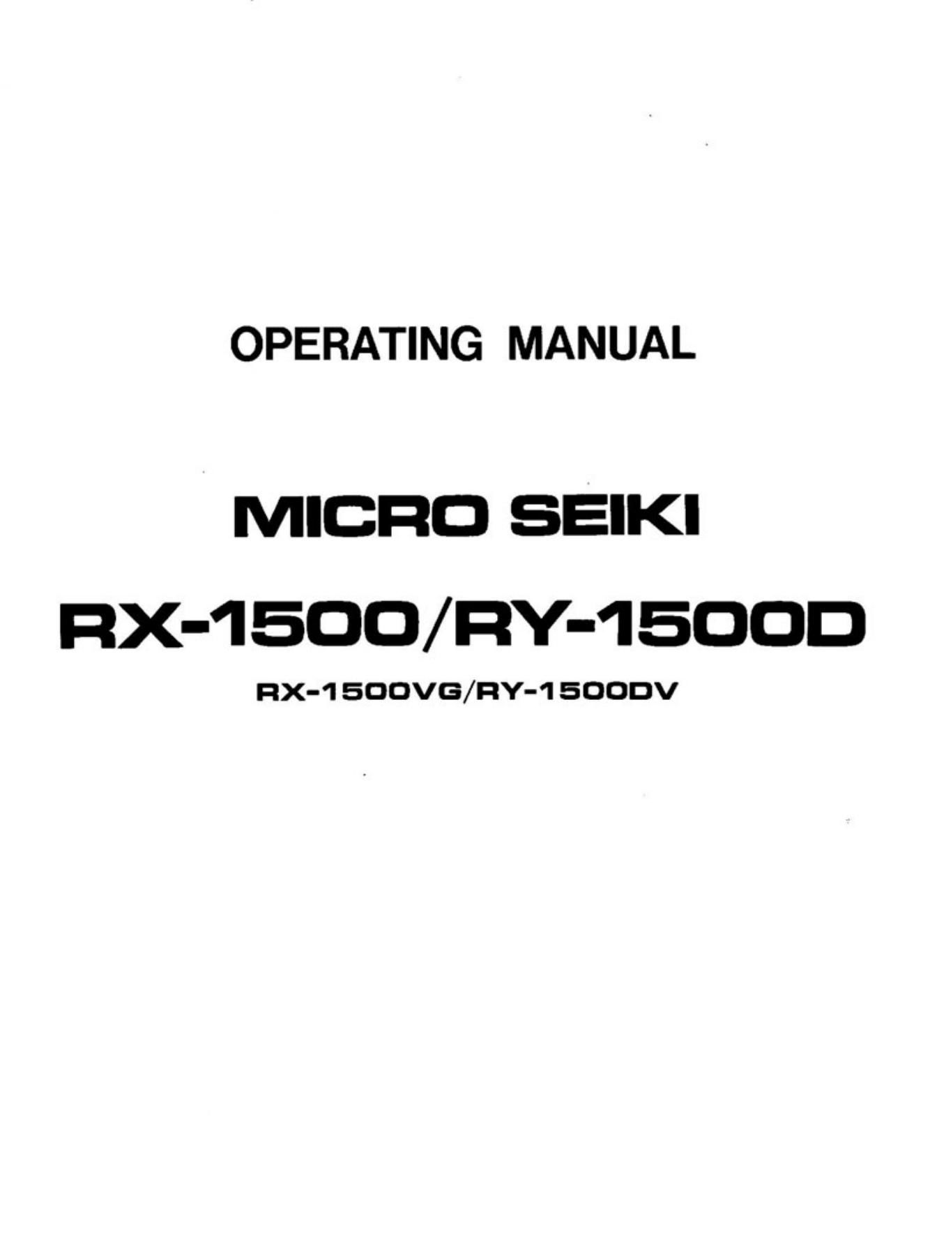 micro seiki rx 1500 ry 1500D owners manual
