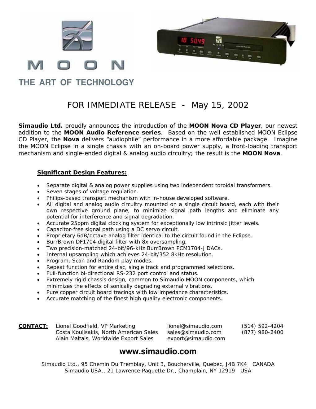 moon nova brochure