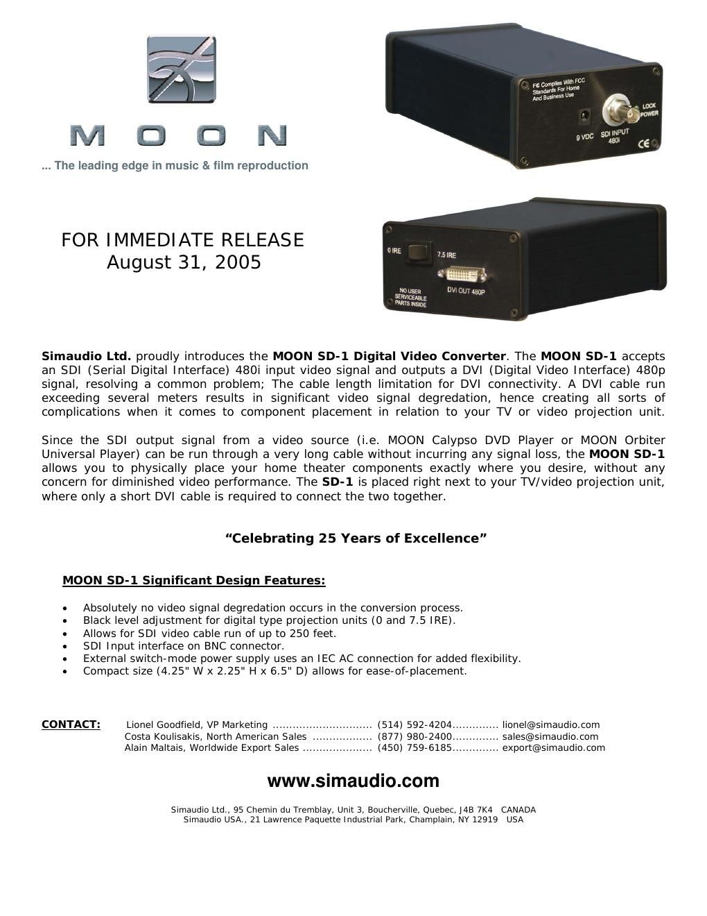 moon sd 1 brochure