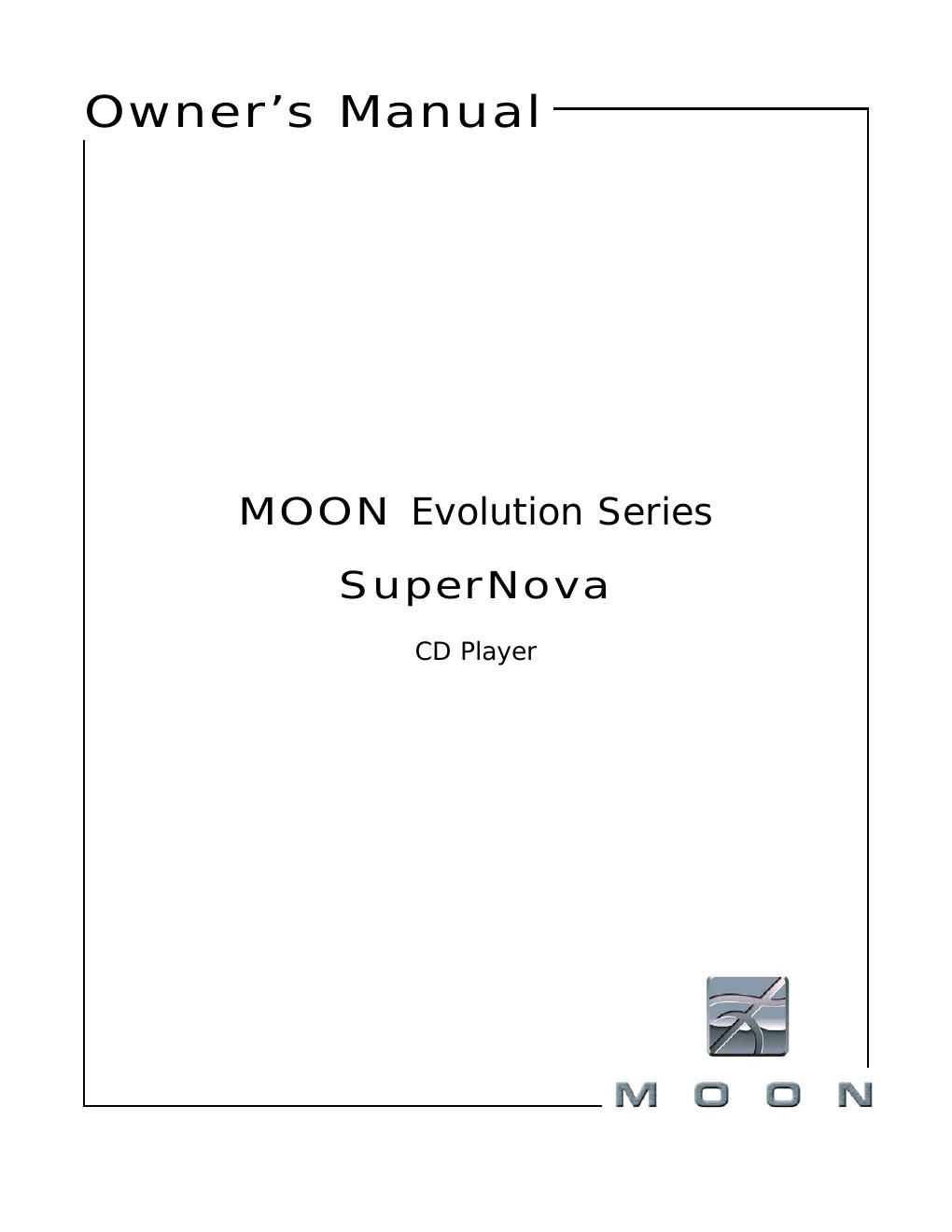 moon supernova owners manual
