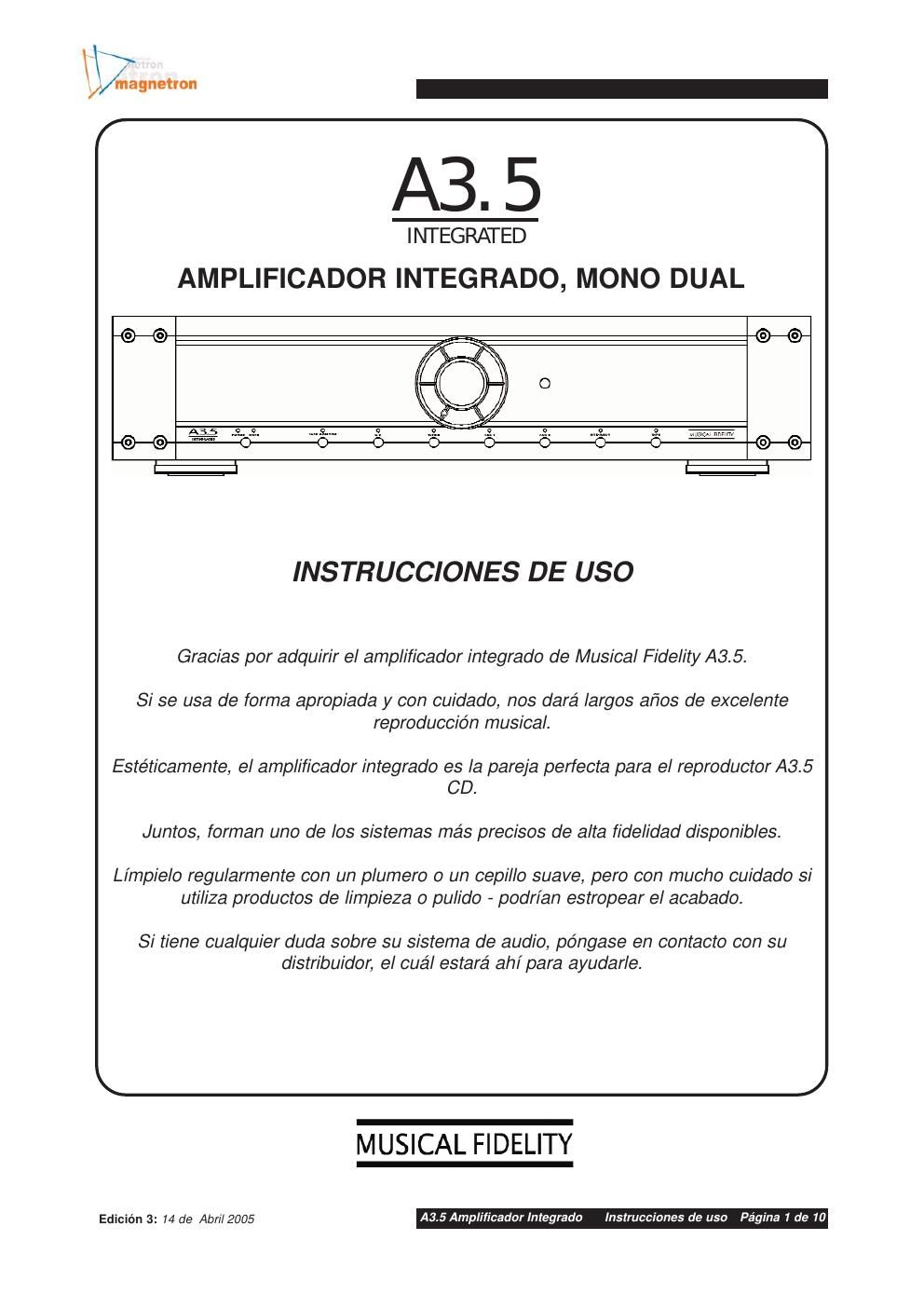 musical fidelity a 3 5 integrated owners manual