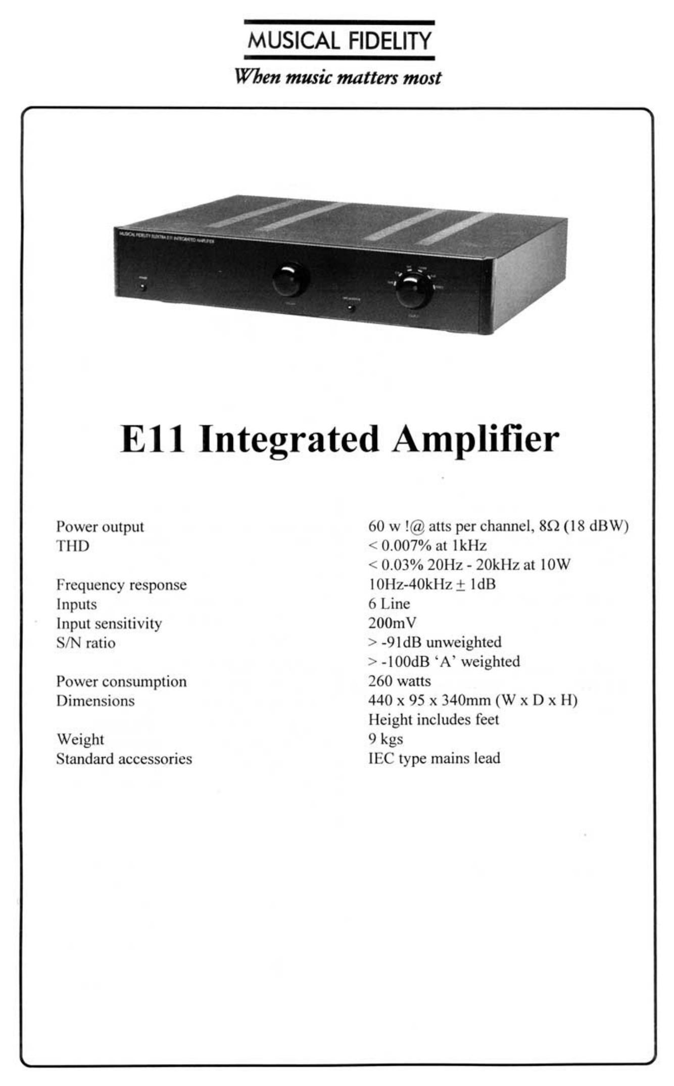 musical fidelity e 11 brochure