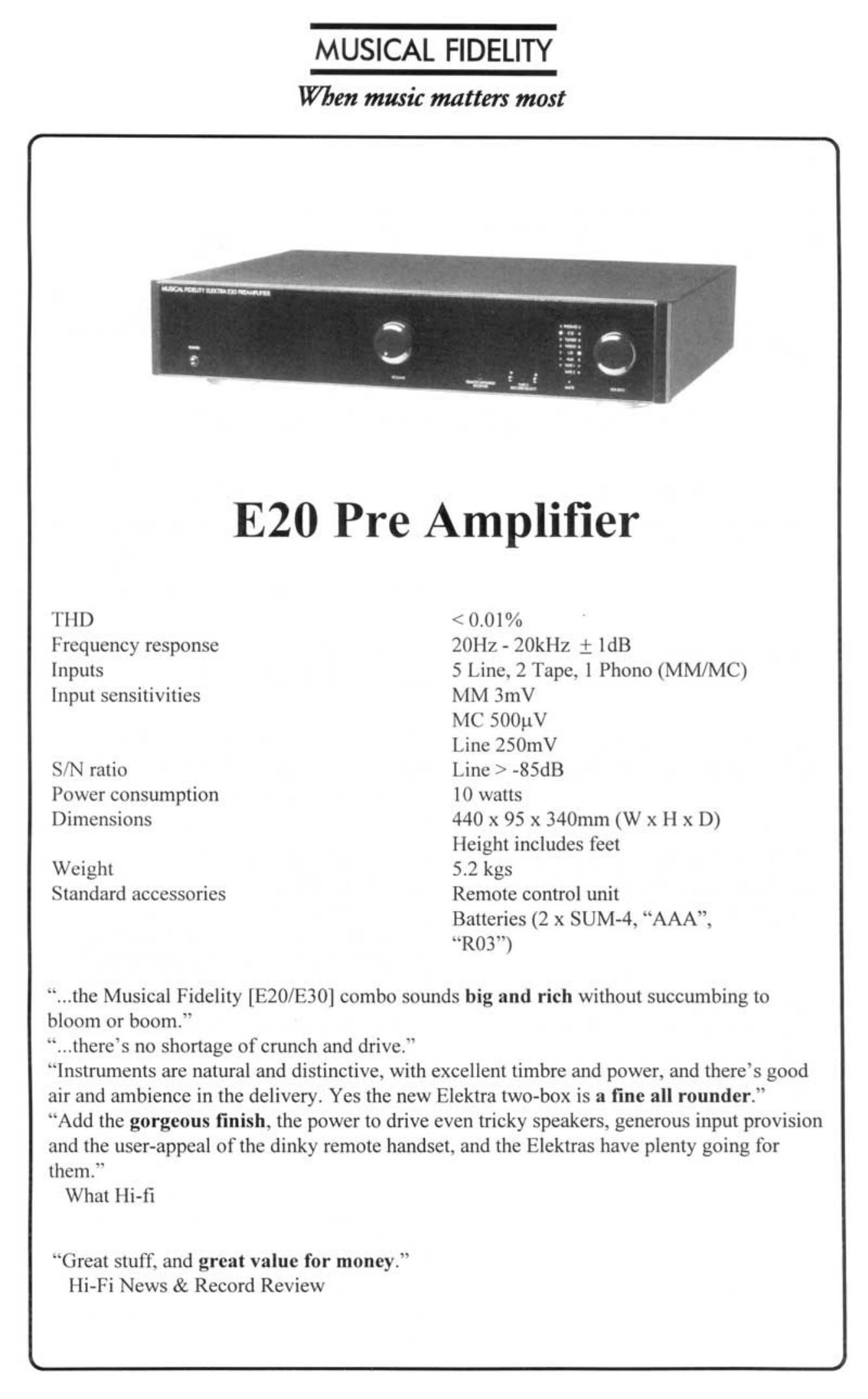 musical fidelity e 20 brochure