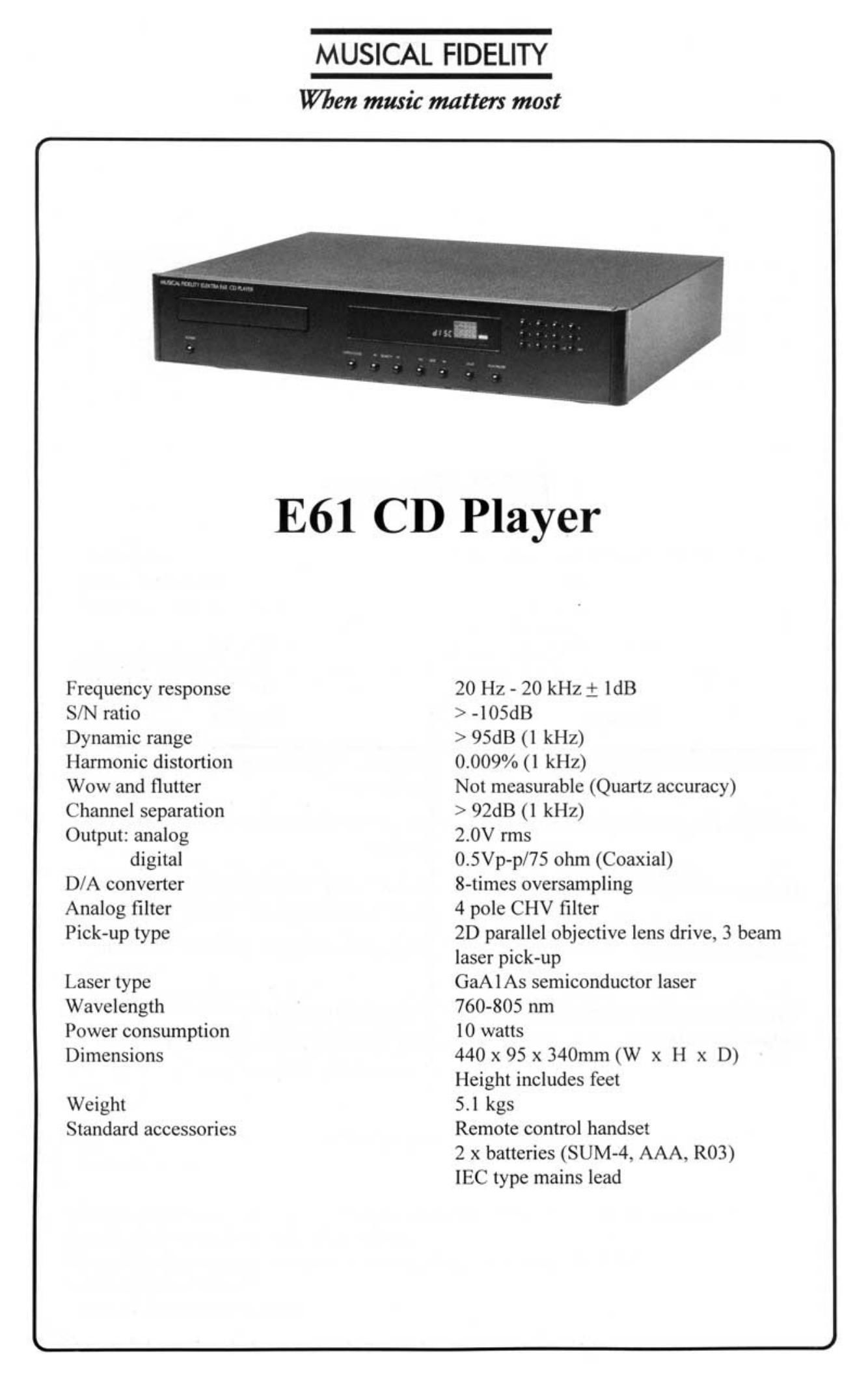 musical fidelity e 61 brochure