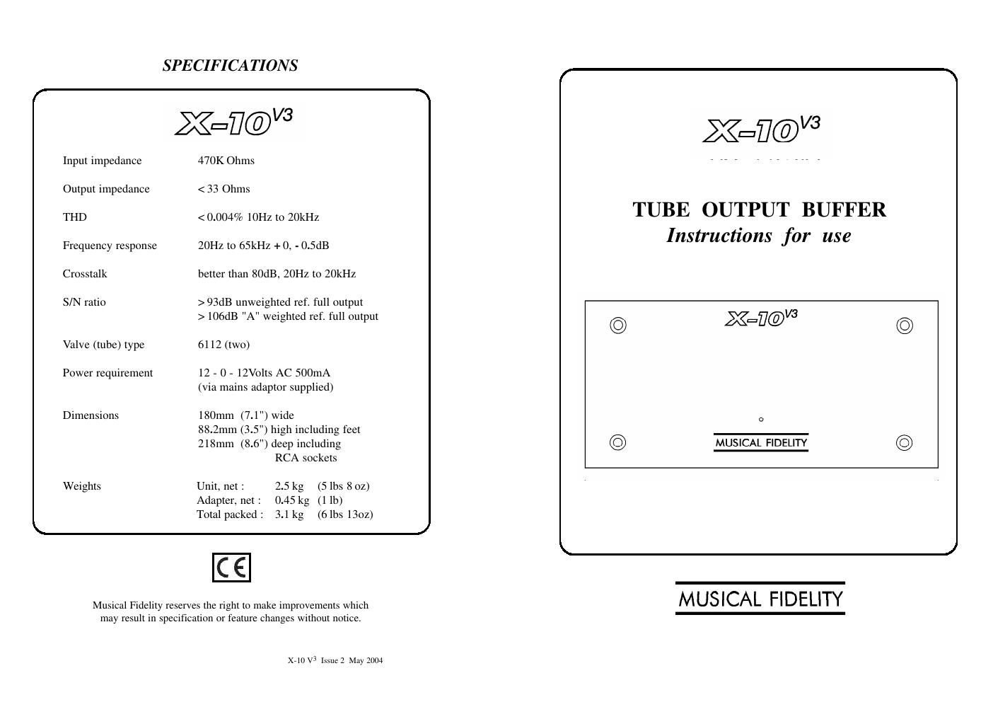 musical fidelity x 10 d mk3 owners manual