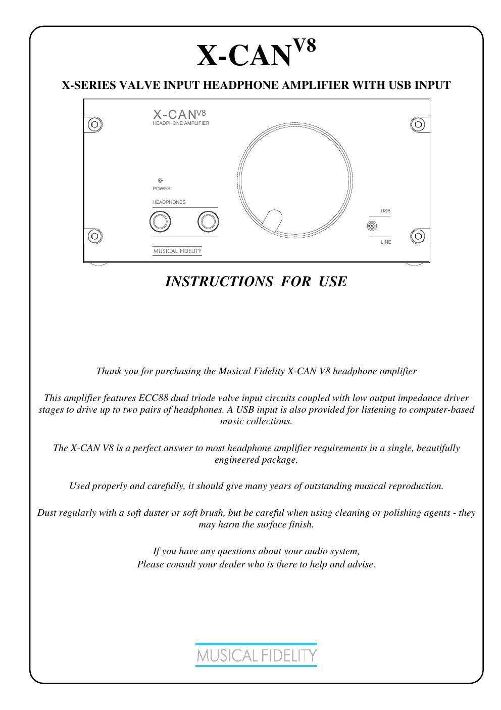 musical fidelity xcan mk8 owners manual