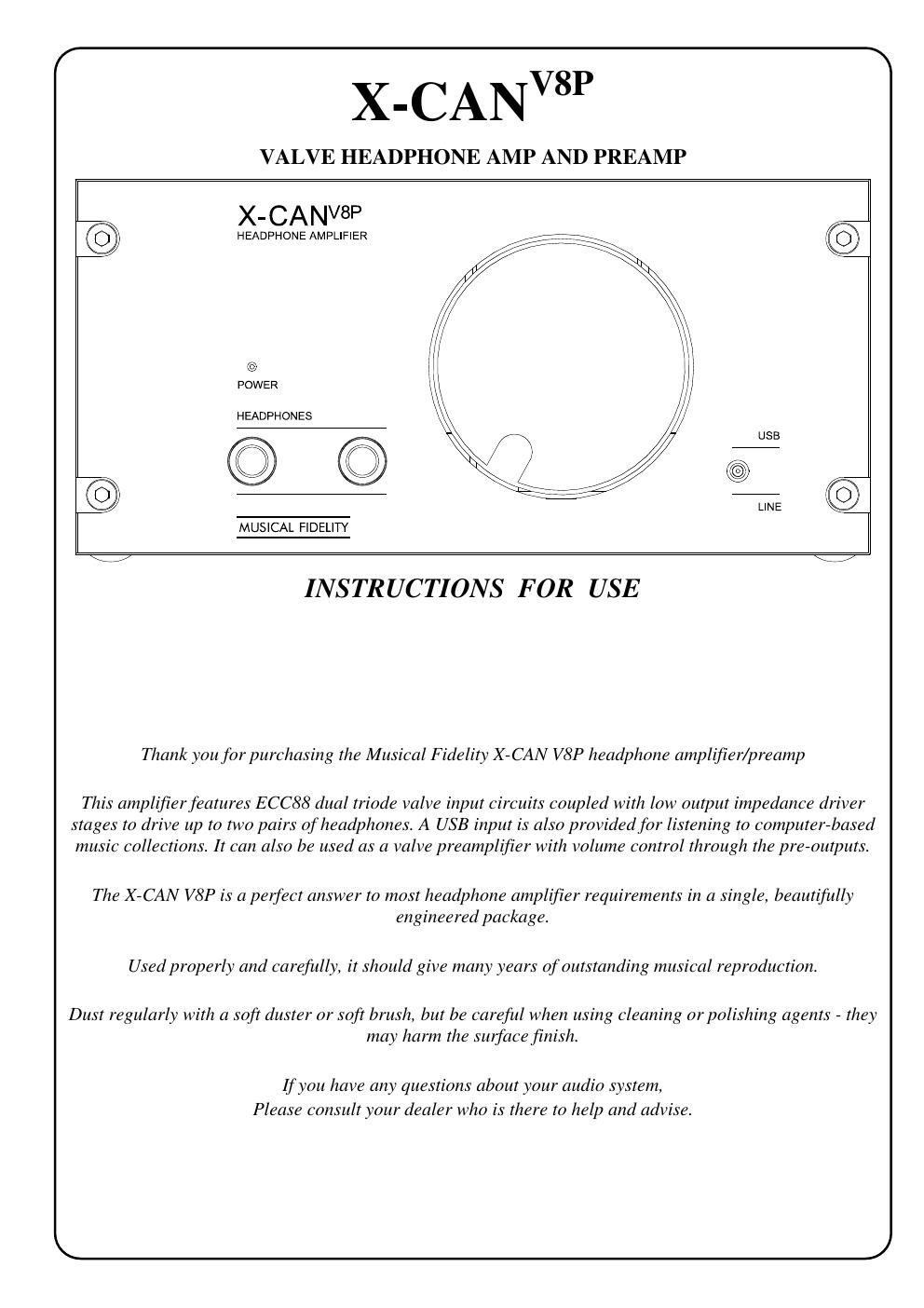 musical fidelity xcan mk8 p owners manual