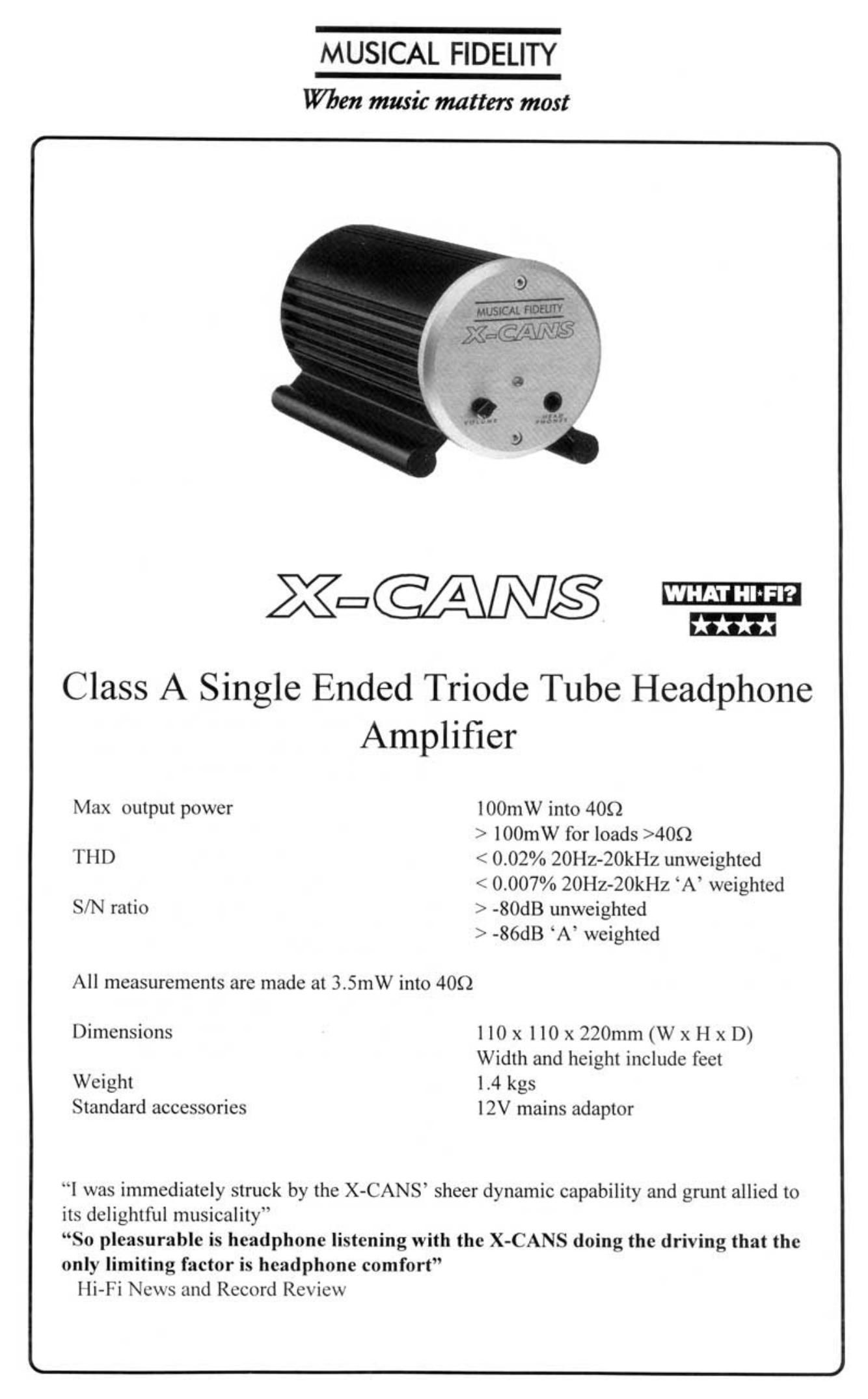 musical fidelity xcans brochure