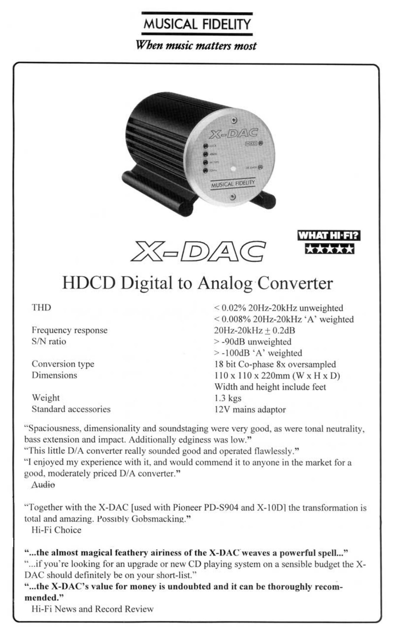 musical fidelity xdac brochure