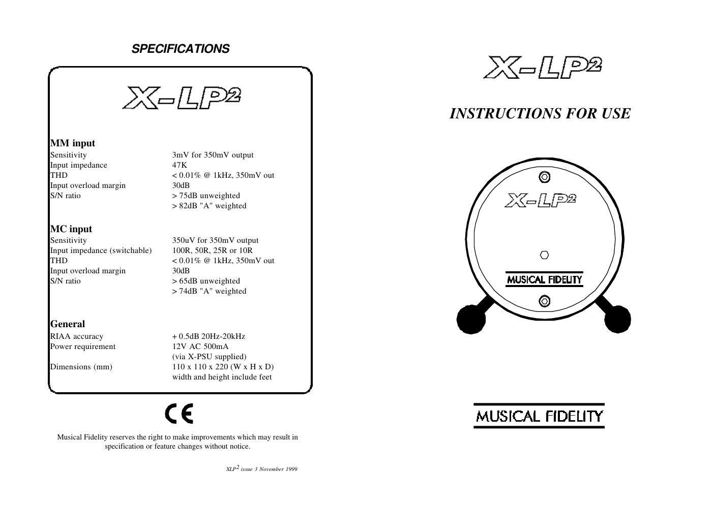 musical fidelity xlp 2 owners manual