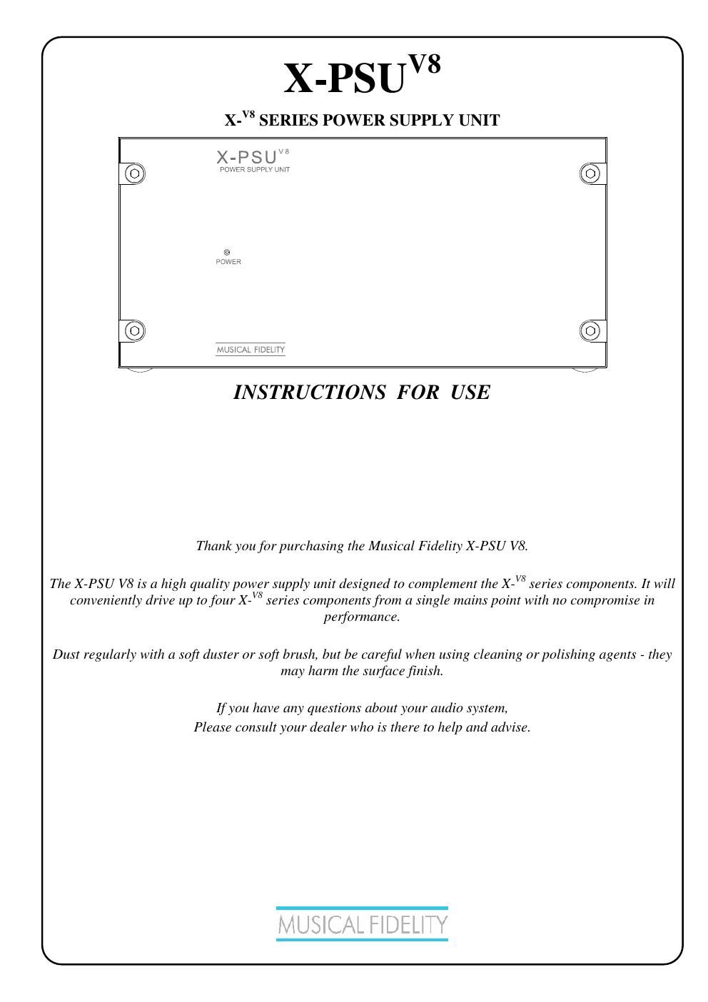 musical fidelity xpsu mk8 owners manual