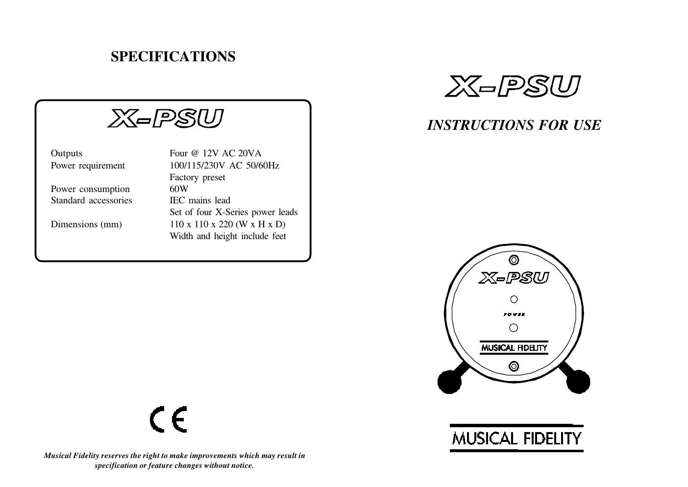 musical fidelity xpsu owners manual