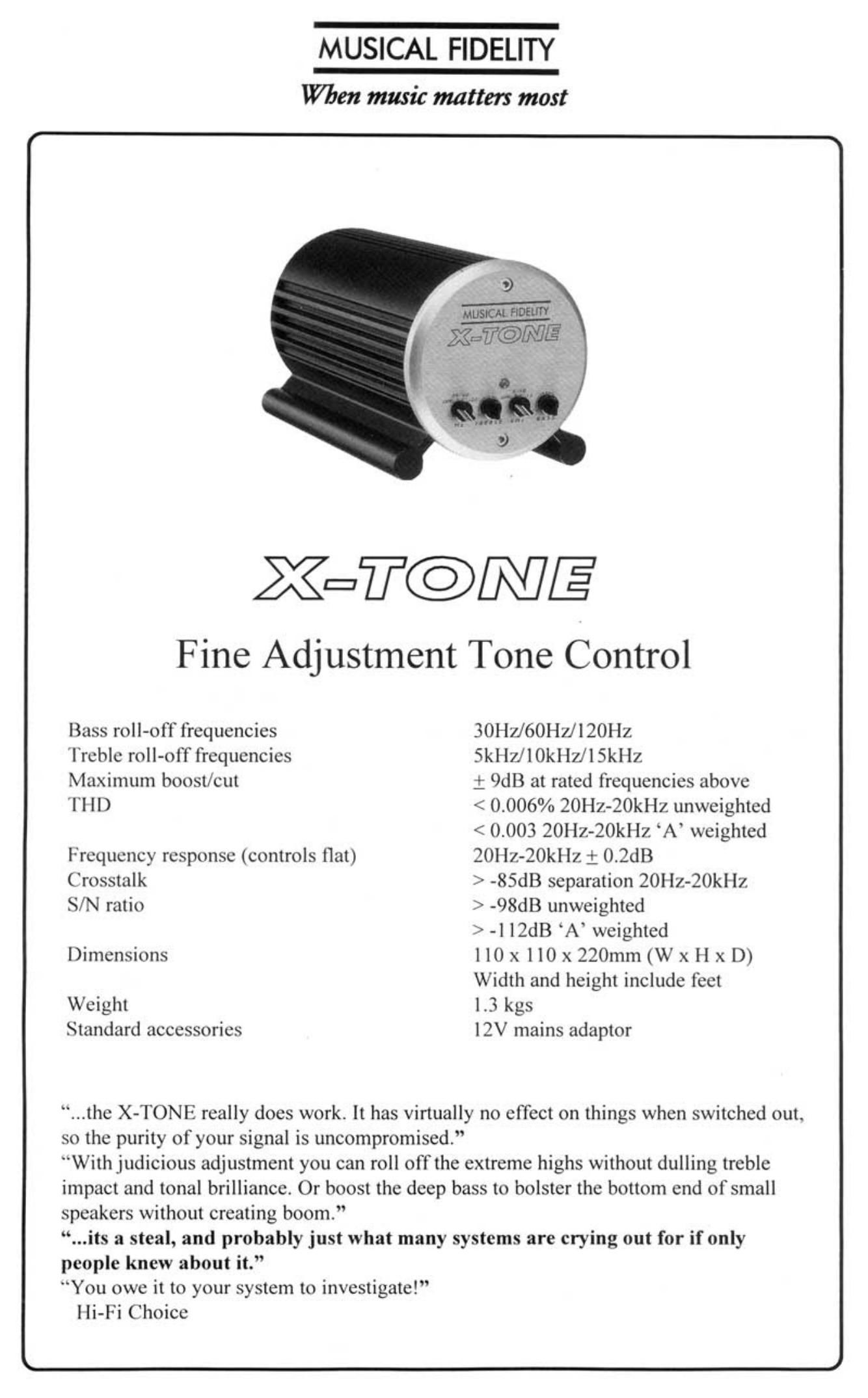 musical fidelity xtone brochure