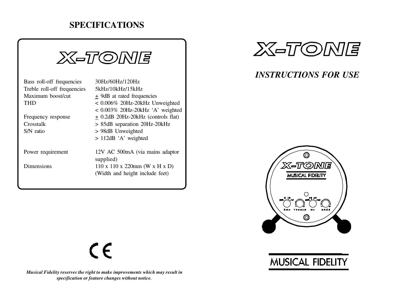 musical fidelity xtone owners manual