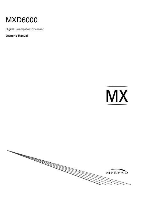 myryad mxd 6000 owners manual