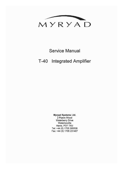 myryad t 40 service manual