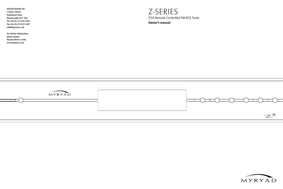 myryad z 130 owners manual