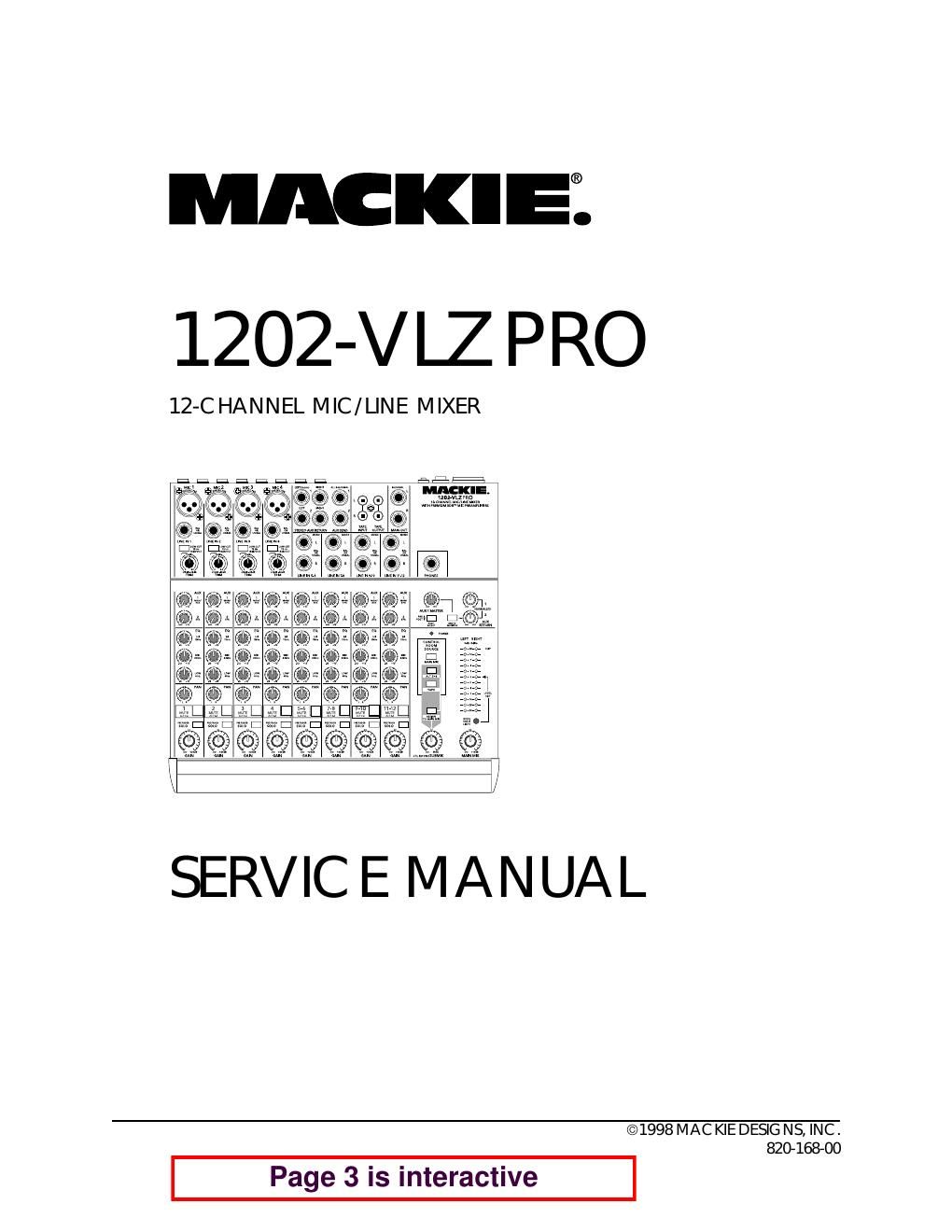 Mackie 1202 VLZ Pro Service Manual
