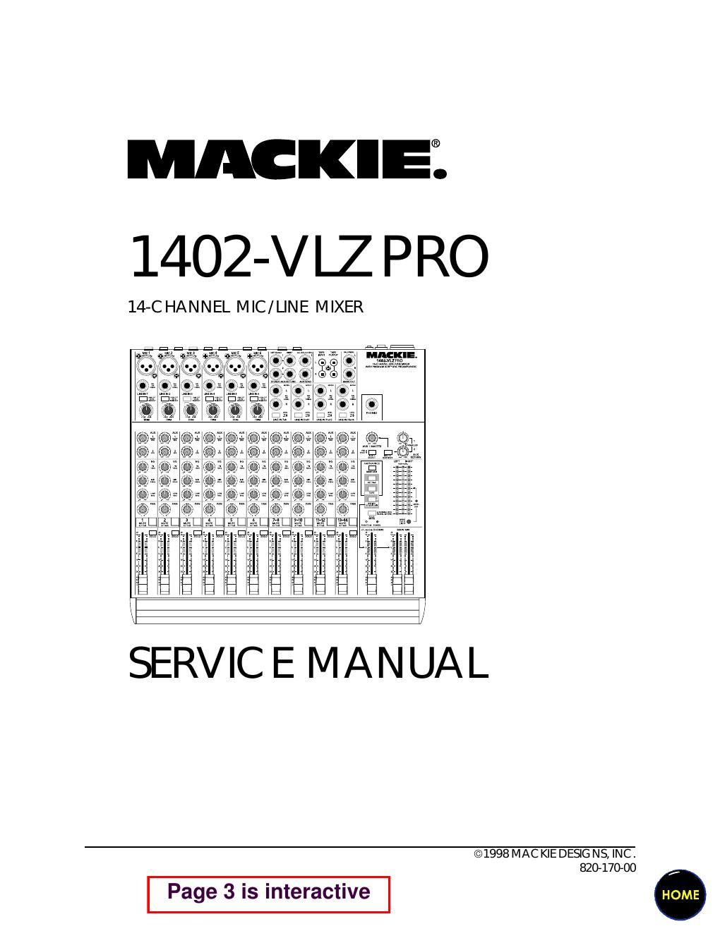Mackie 1402 VLZ Pro Service Manual