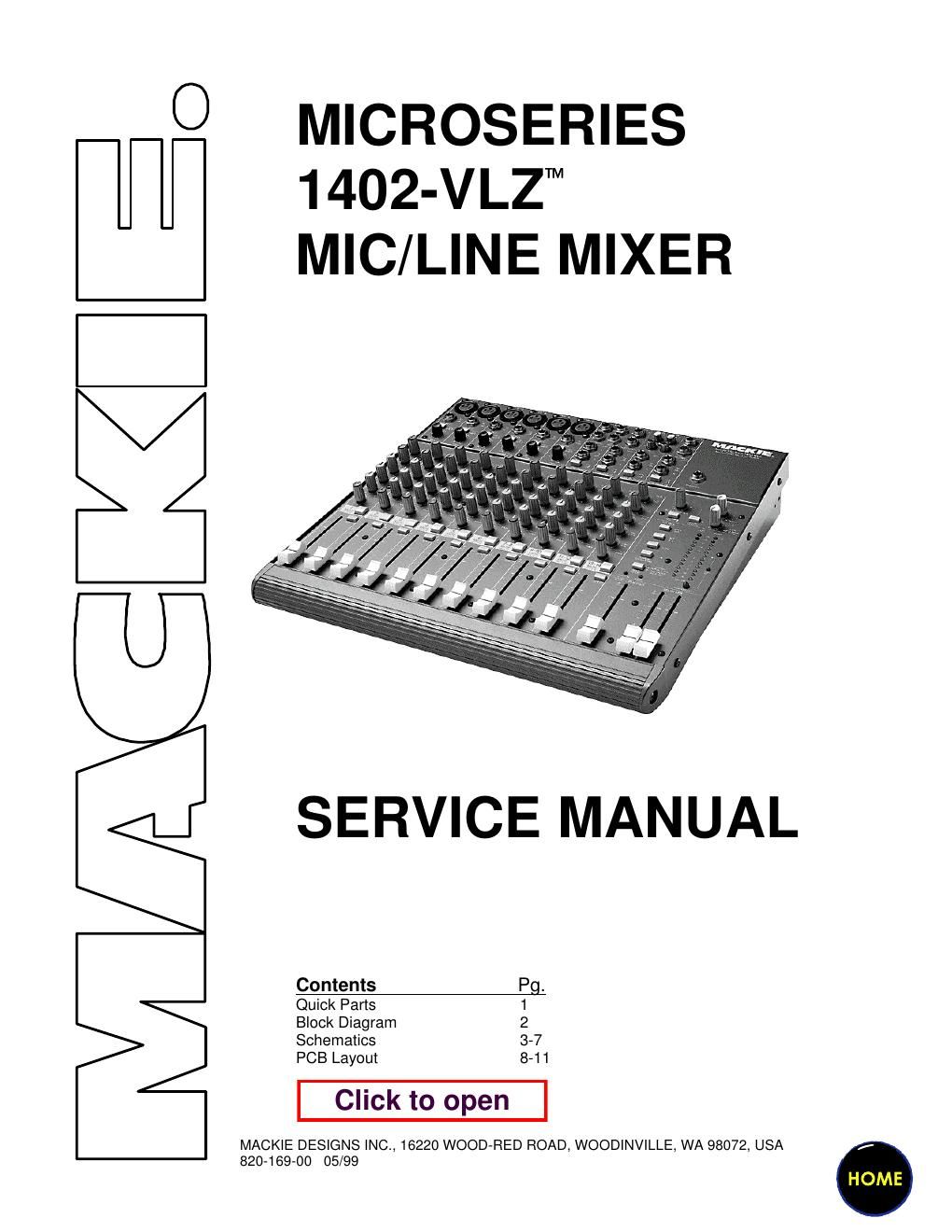 Mackie 1402 VLZ Service Manual Schematics