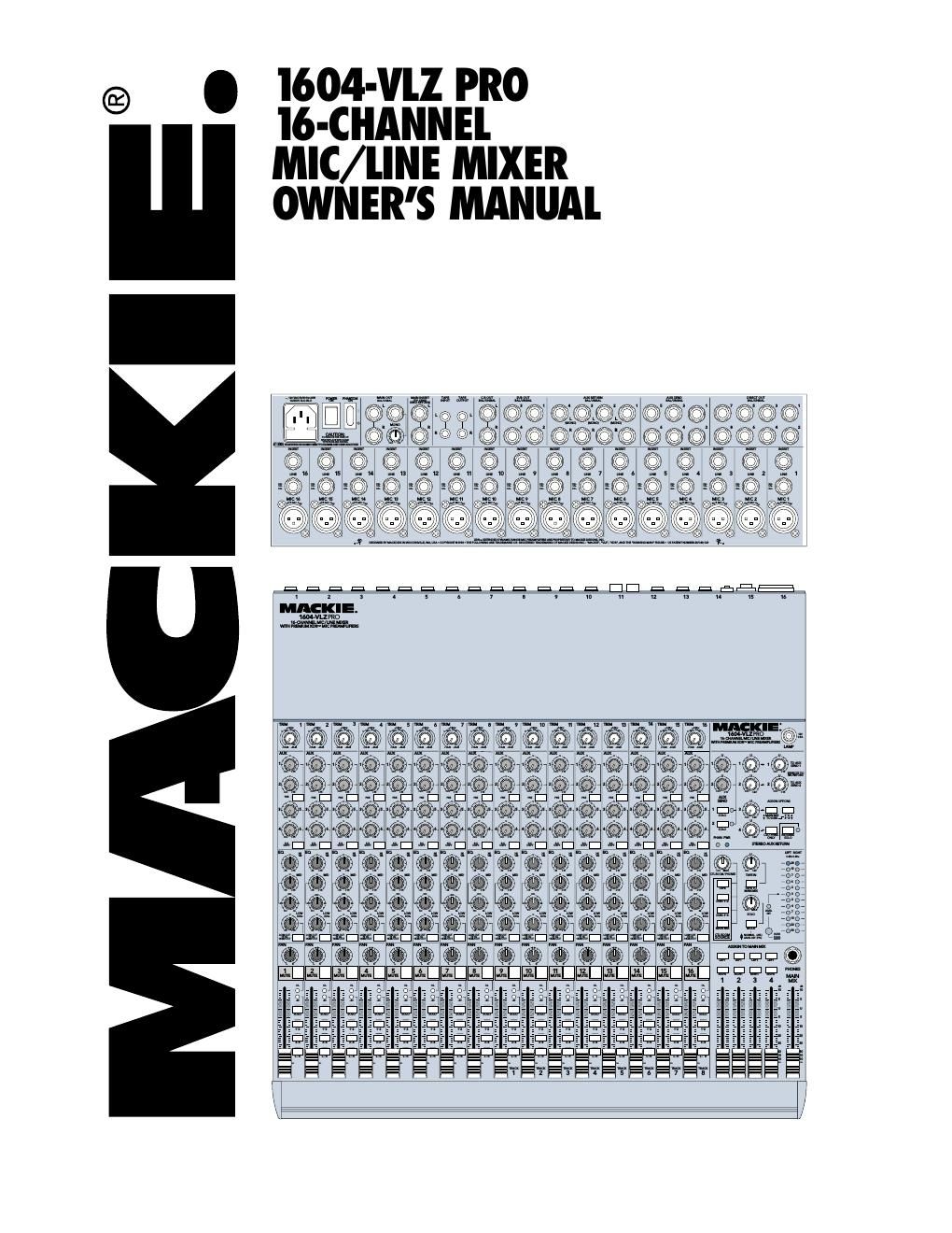 Mackie 1604 VLZ Pro Mixer Owners Manual