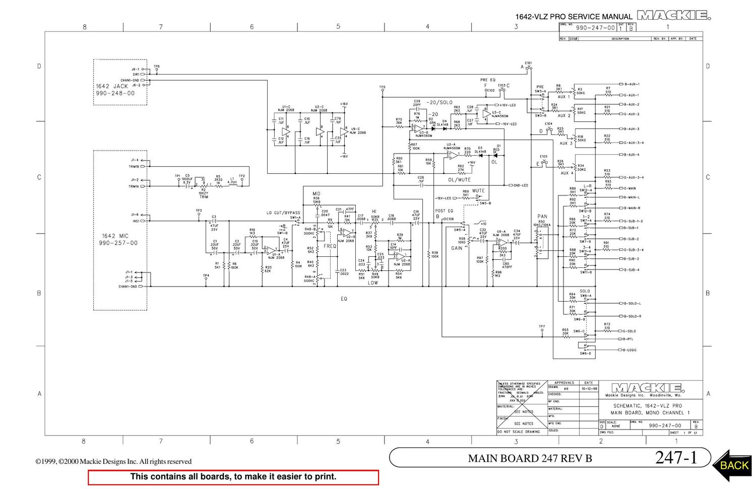 Mackie 1642 VLZ Pro Main B Schematics