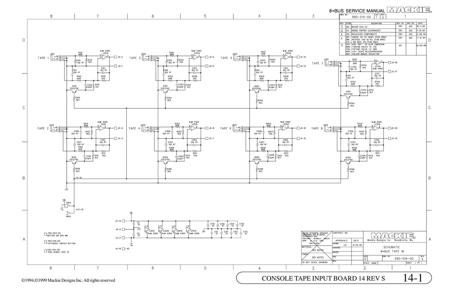 Mackie 8bus Tape Input Board Schematic