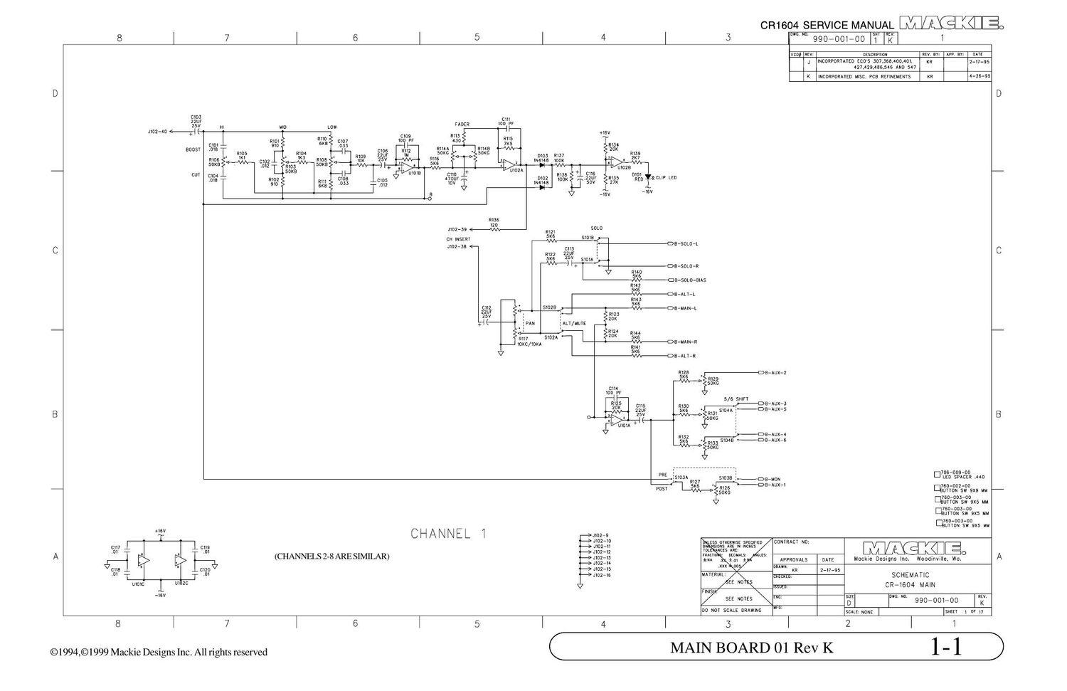 Mackie CR1604 Main Board Schematics
