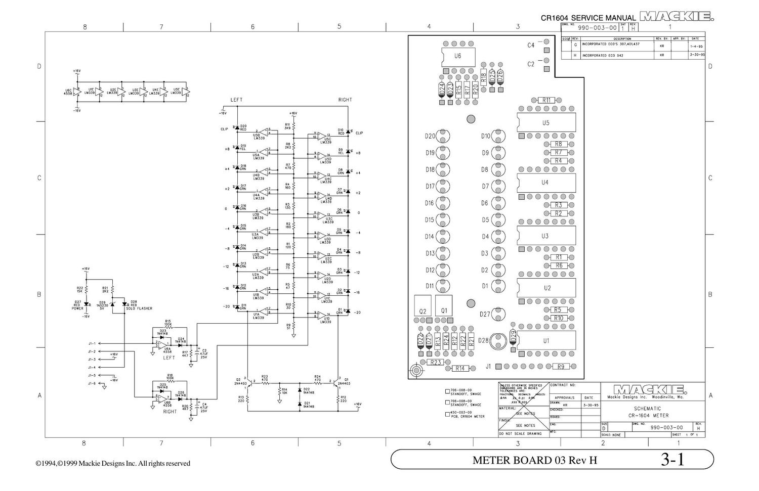 Mackie CR1604 Meter Board Schematic