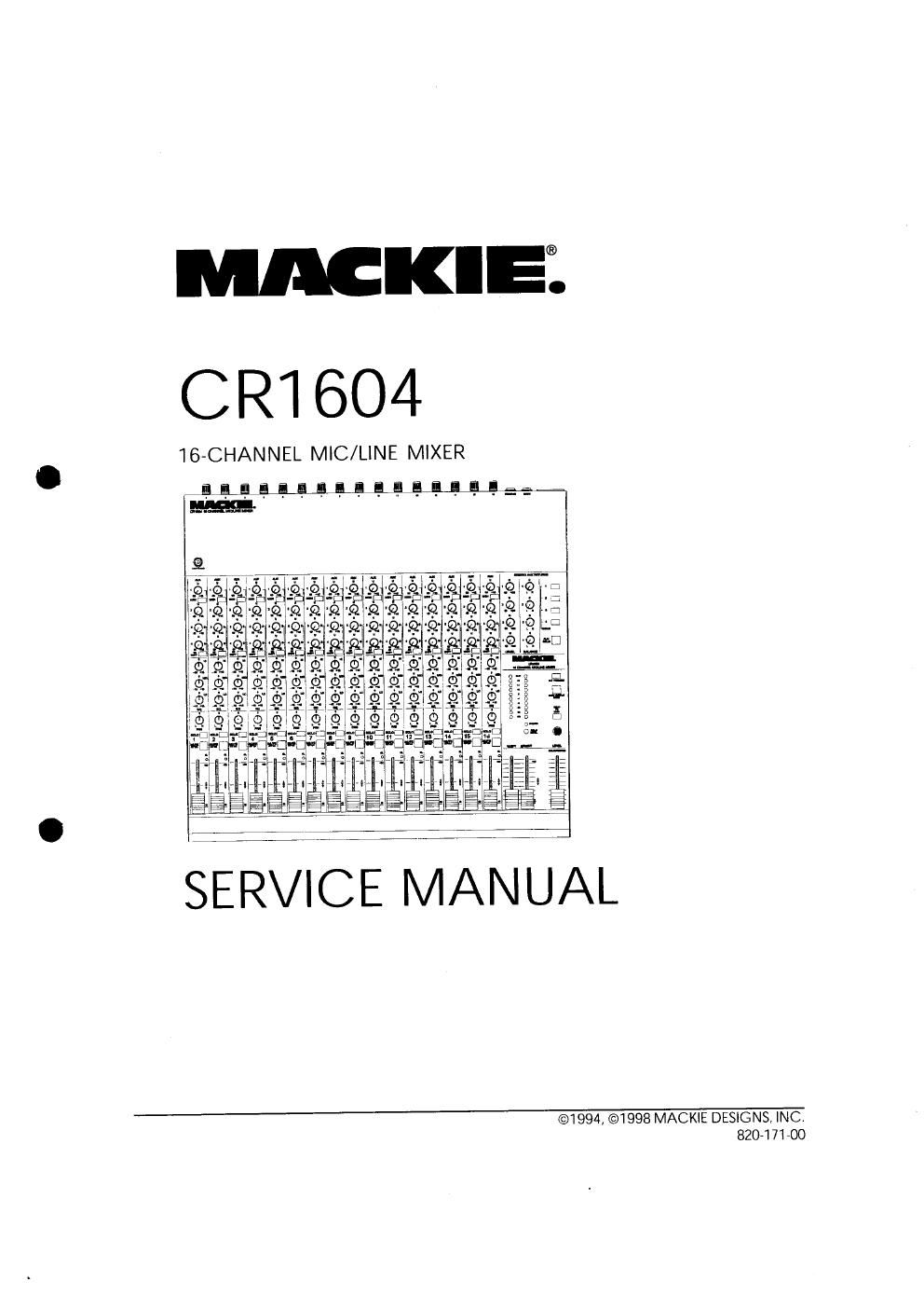 Mackie CR1604 Service Manual